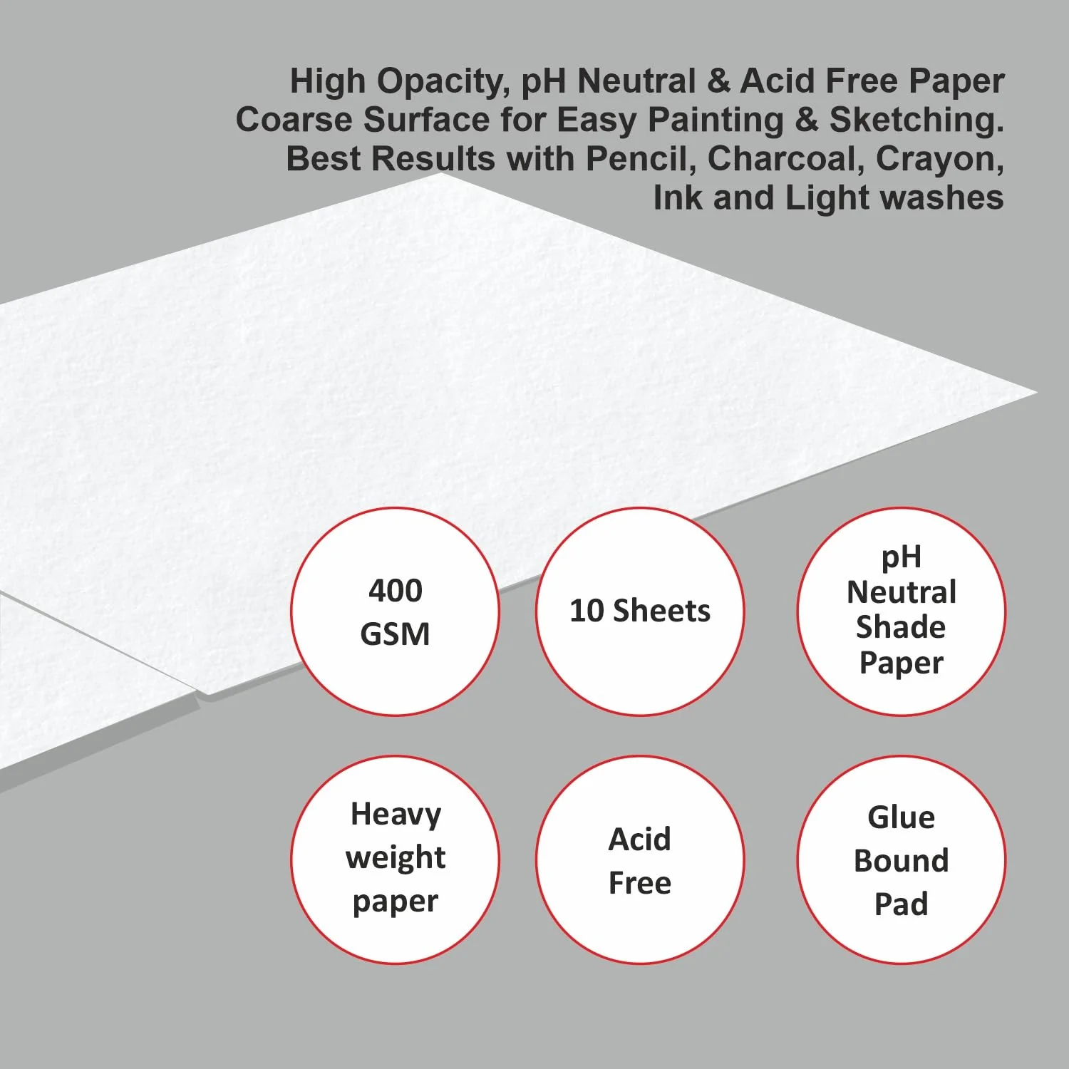 Anupam Acrylic Paper Pad for Artists -Glued Sketch Paper Pad-Acid Free-For Acrylic Painting-400 GSM - Image 3