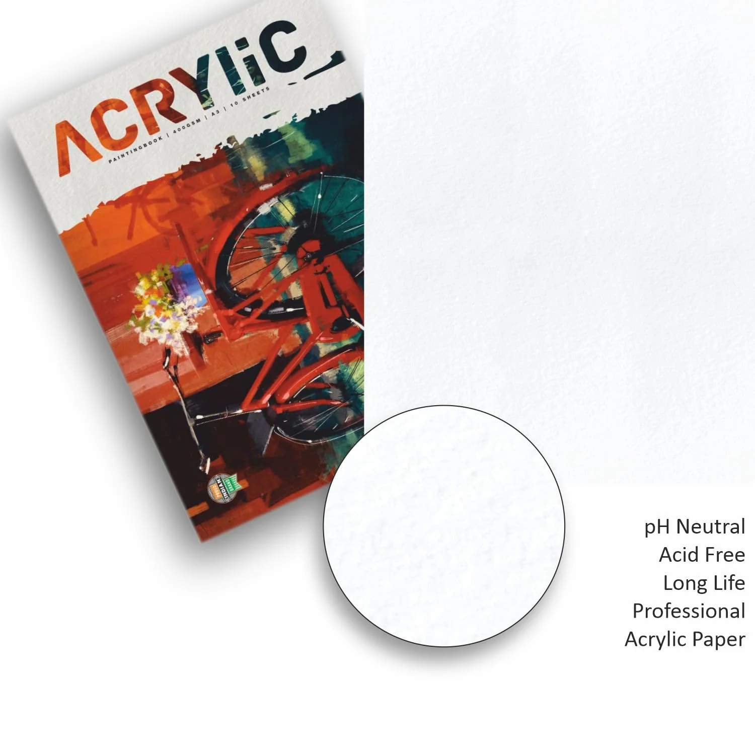 Anupam Acrylic Paper Pad for Artists -Glued Sketch Paper Pad-Acid Free-For Acrylic Painting-400 GSM - Image 5