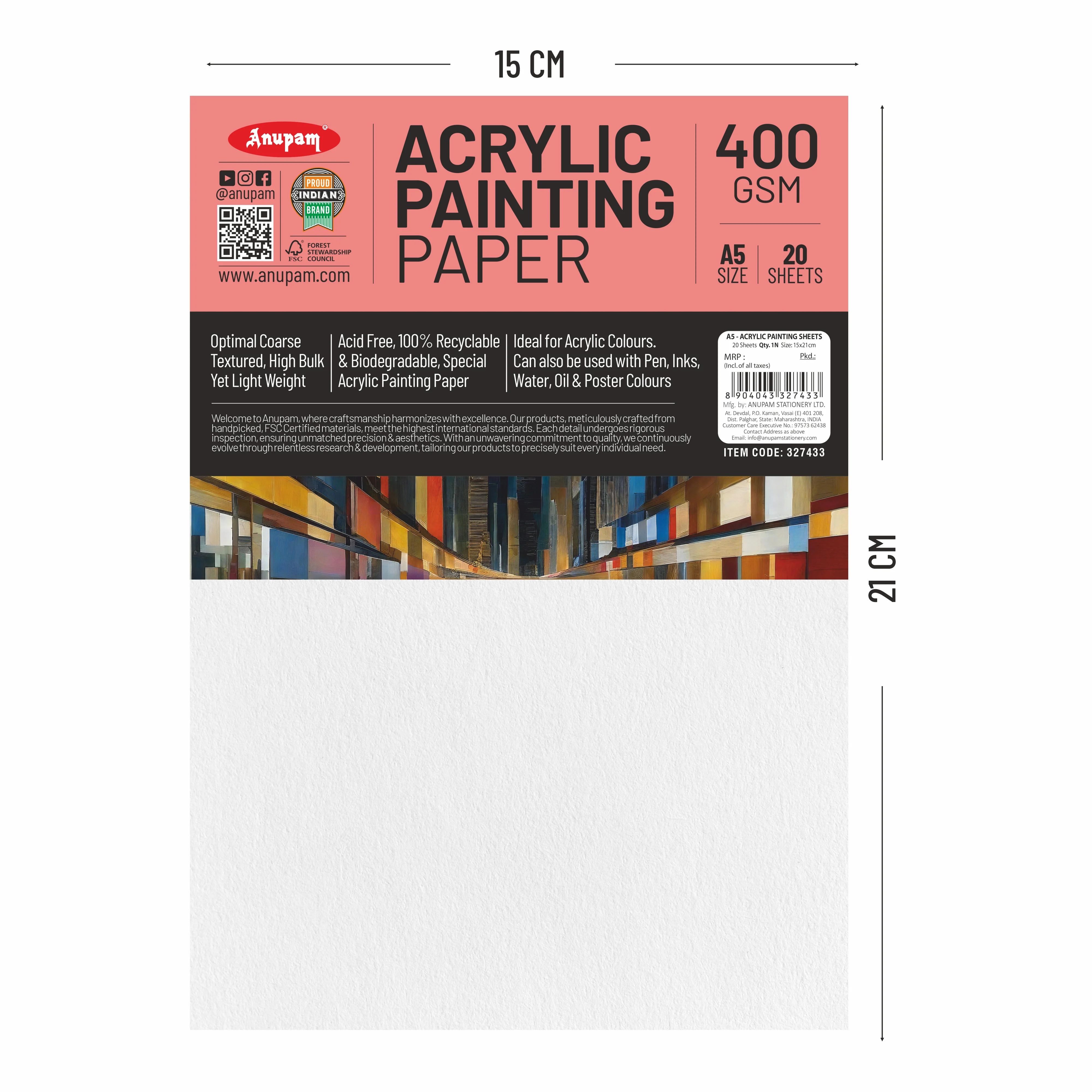 Anupam Acrylic Paper-Acid Free-pH Neutral-400 GSM - Image 14