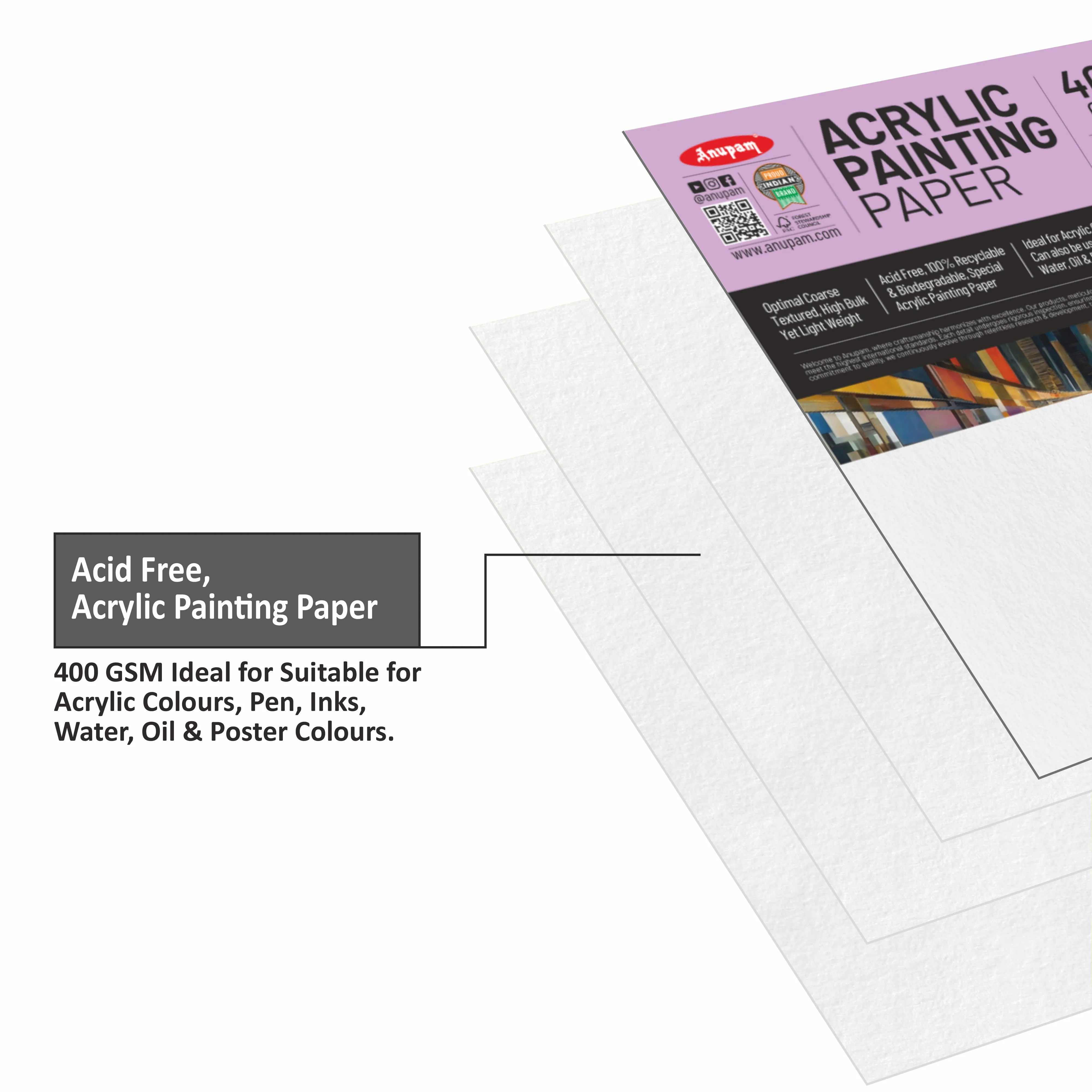 Anupam Acrylic Paper-Acid Free-pH Neutral-400 GSM - Image 16