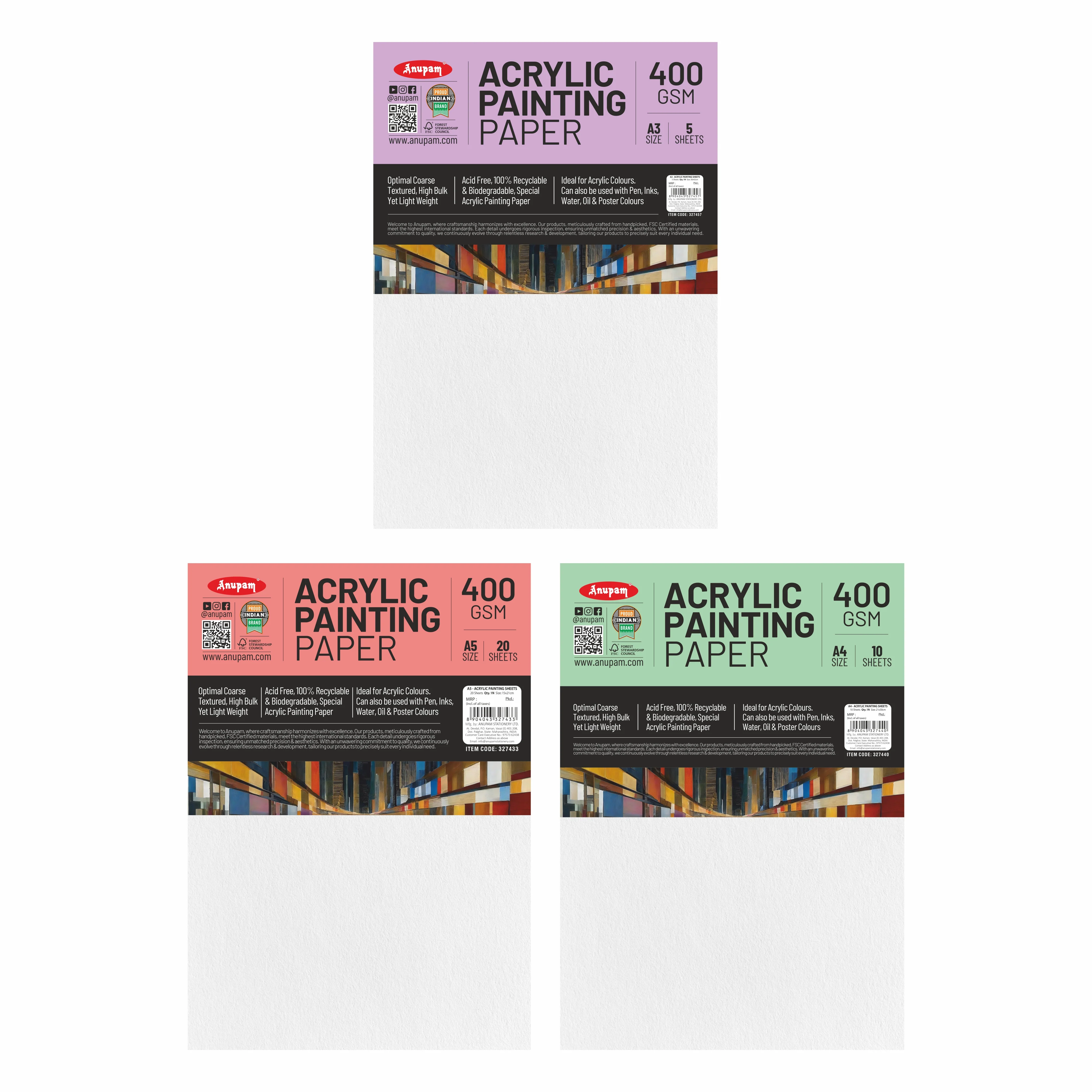 Anupam Acrylic Paper-Acid Free-pH Neutral-400 GSM - Image 18