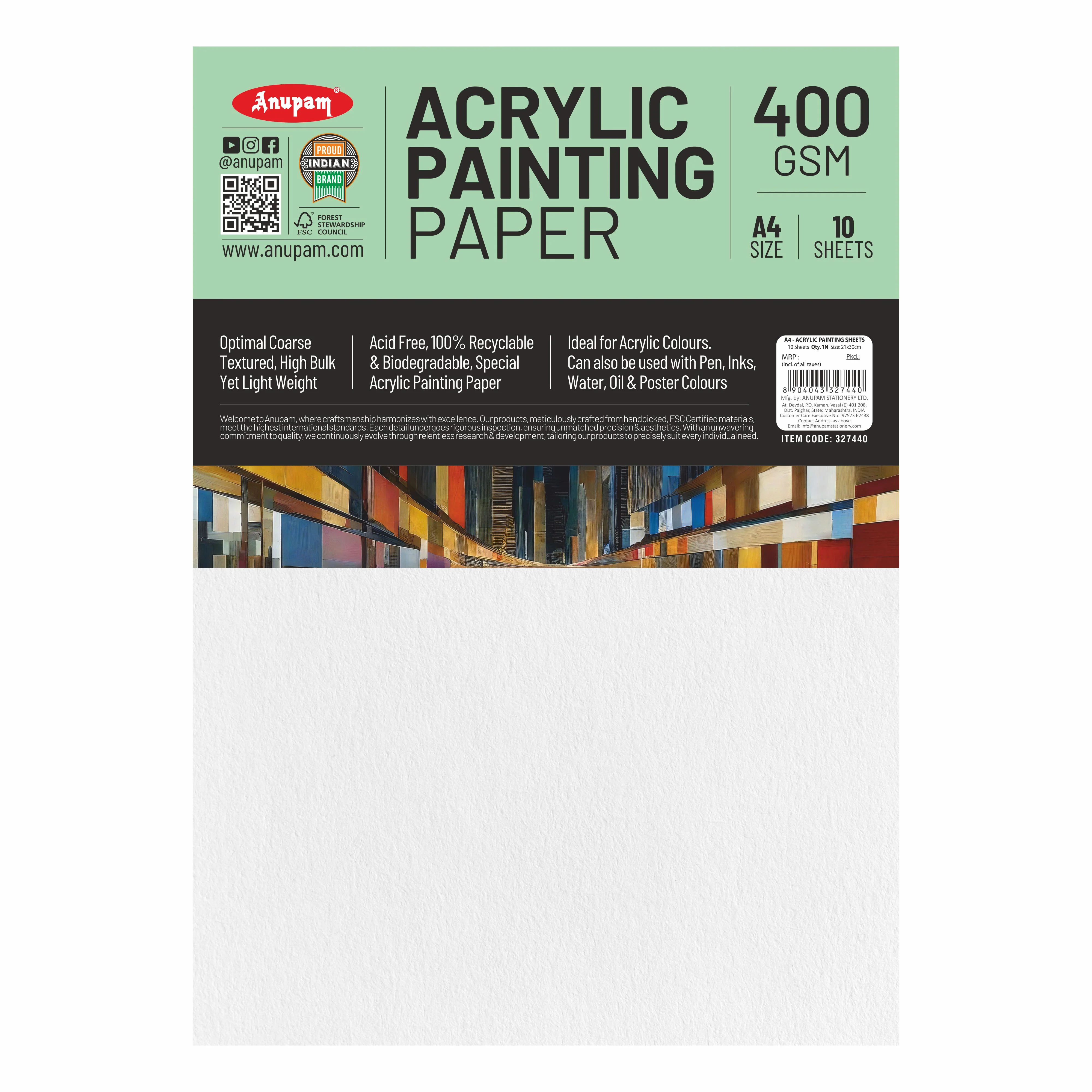 Anupam Acrylic Paper-Acid Free-pH Neutral-400 GSM - Image 7