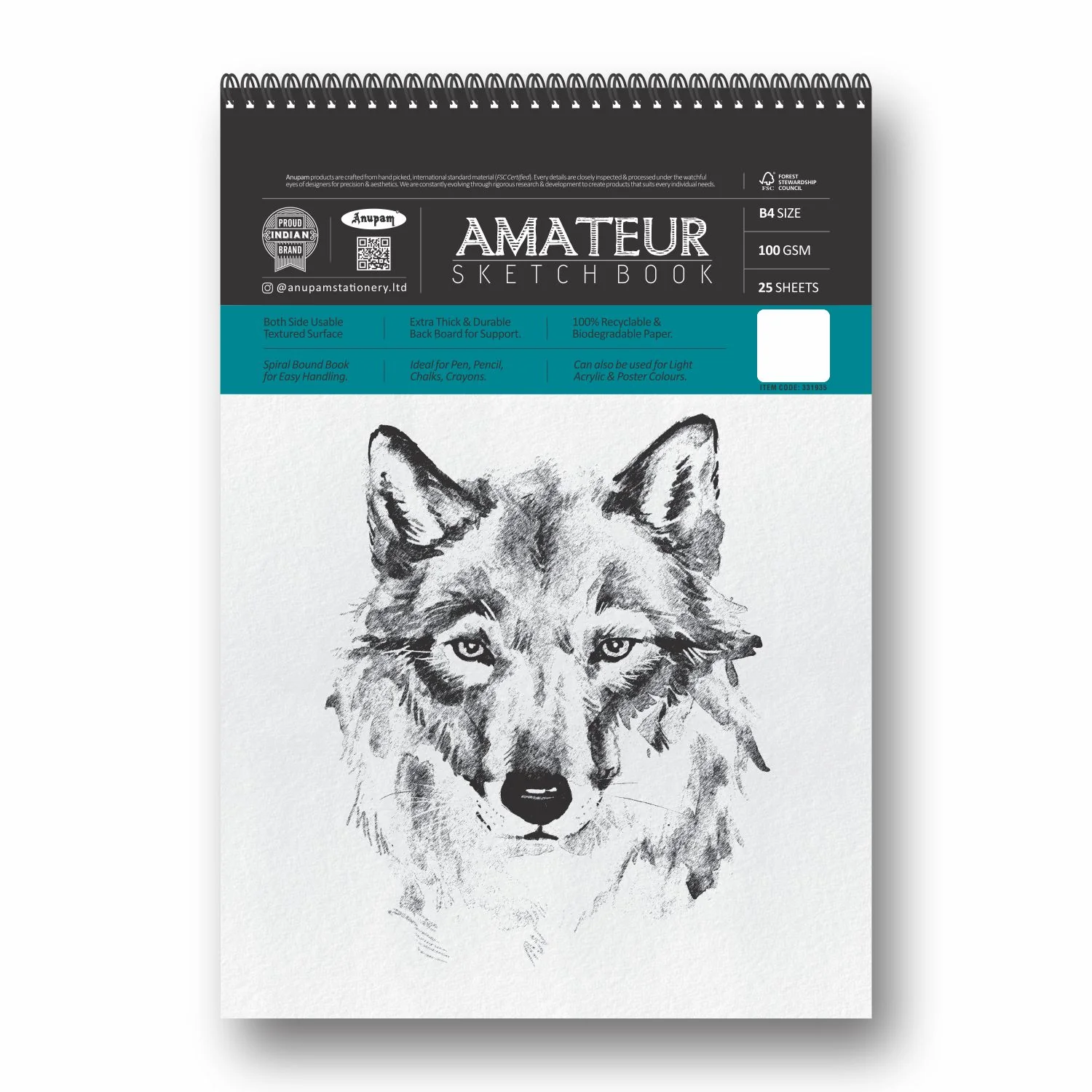 Anupam Amateur Sketchbook -Soft Bound-Cartridge Paper-Wireo Book-100GSM - Image 2
