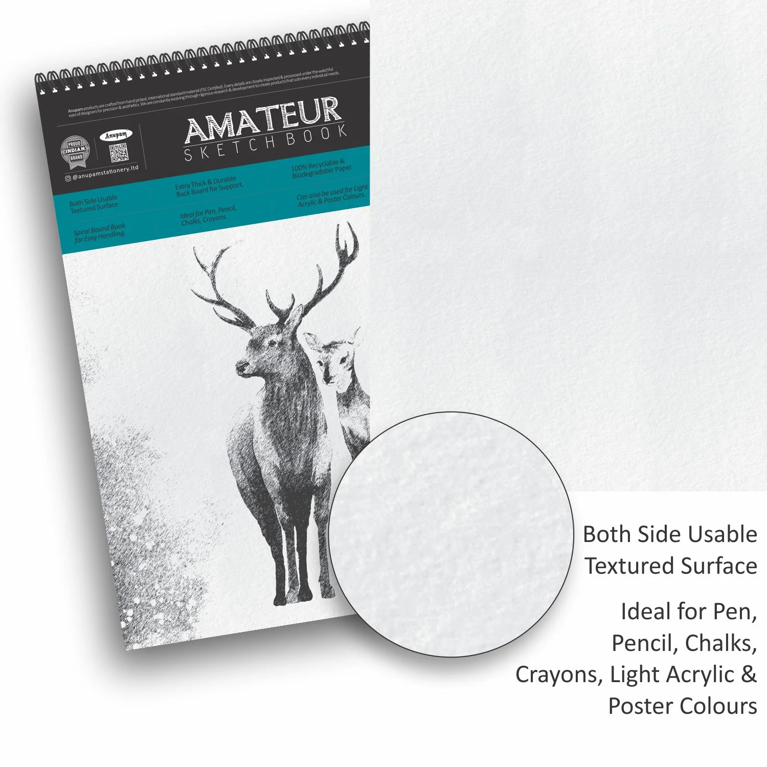 Anupam Amateur Sketchbook -Soft Bound-Cartridge Paper-Wireo Book-100GSM - Image 6