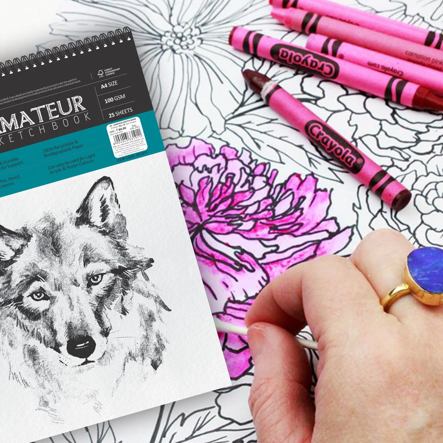 Anupam Amateur Sketchbook -Soft Bound-Cartridge Paper-Wireo Book-100GSM - Image 9