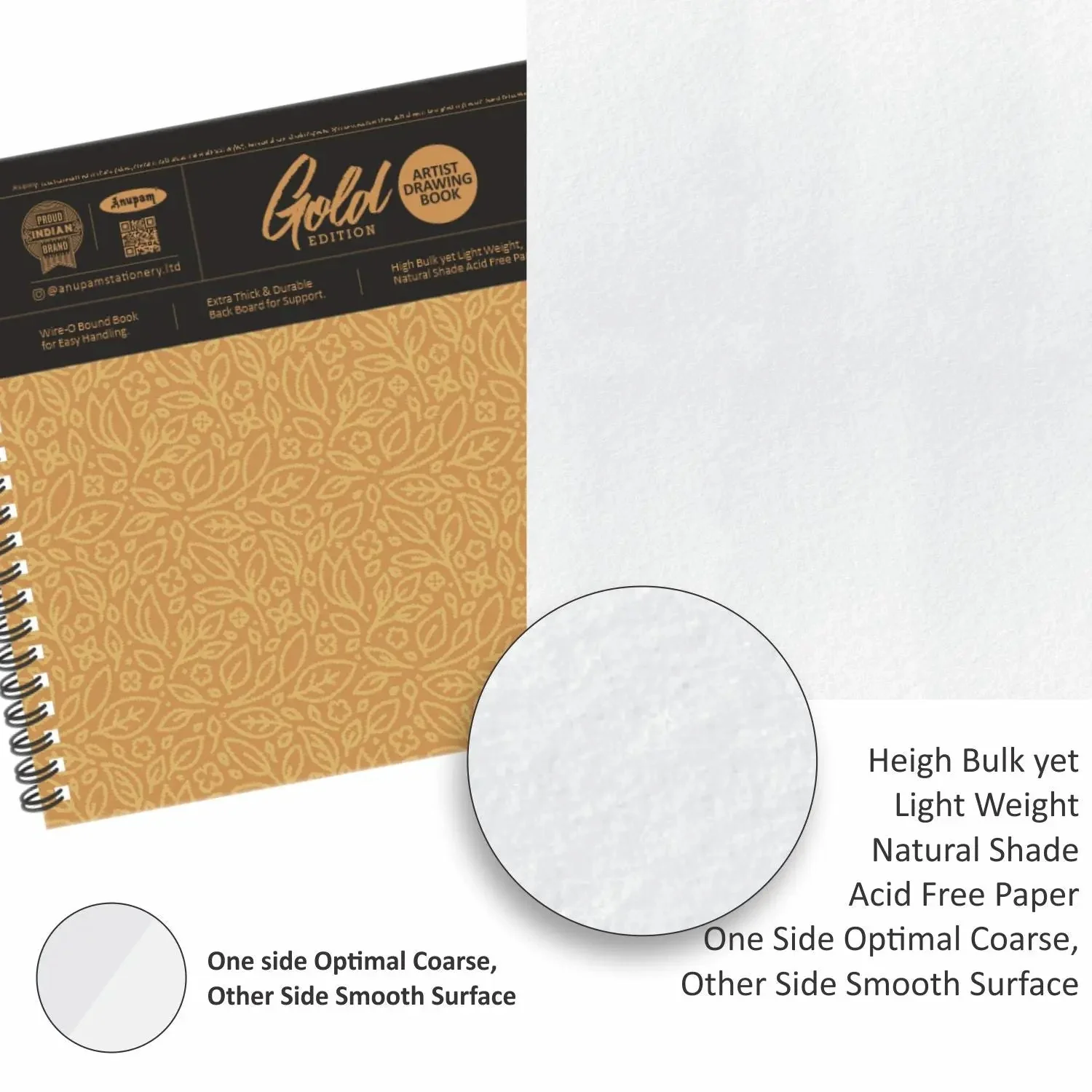 Anupam Artist Drawing Book-Gold Edition - 300 GSM - Natural Shade Paper - Image 5