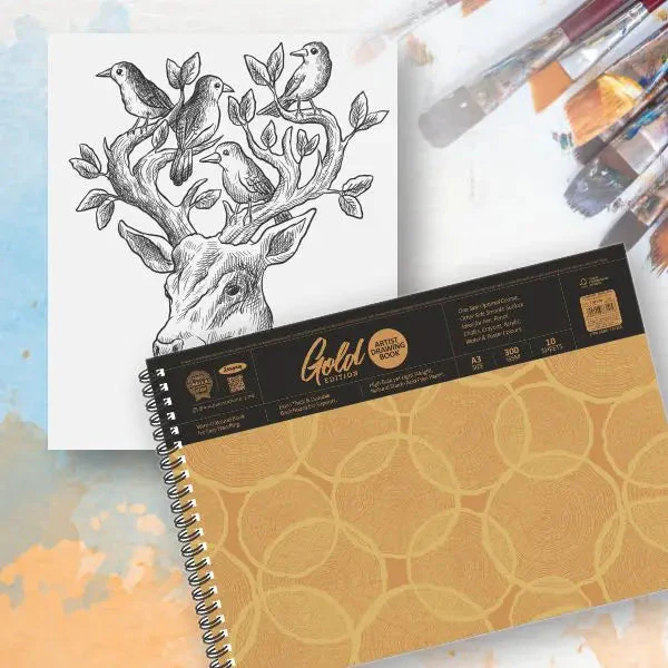 Anupam Artist Drawing Book-Gold Edition - 300 GSM - Natural Shade Paper - Image 7