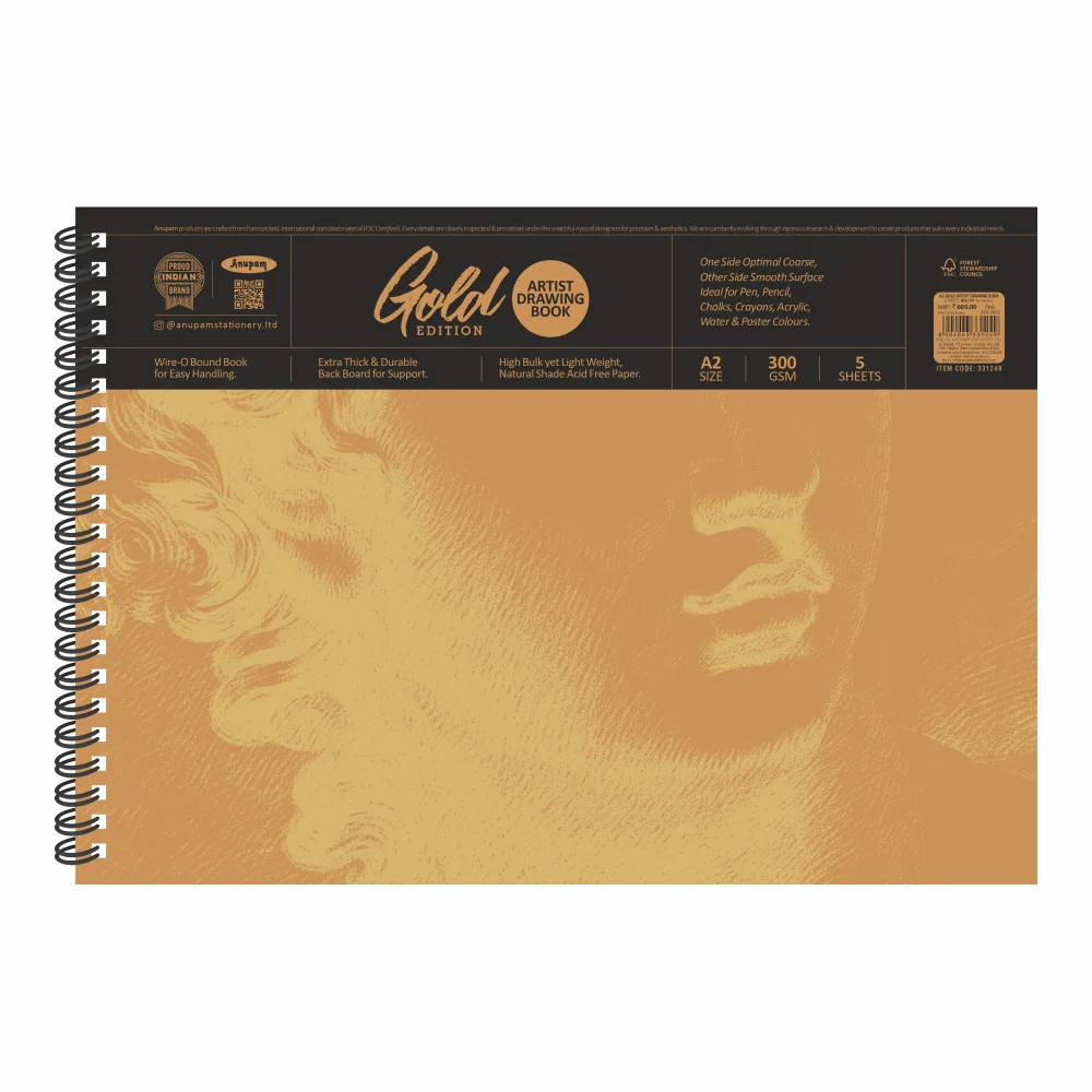 Anupam Artist Drawing Book-Gold Edition - 300 GSM - Natural Shade Paper - Image 9