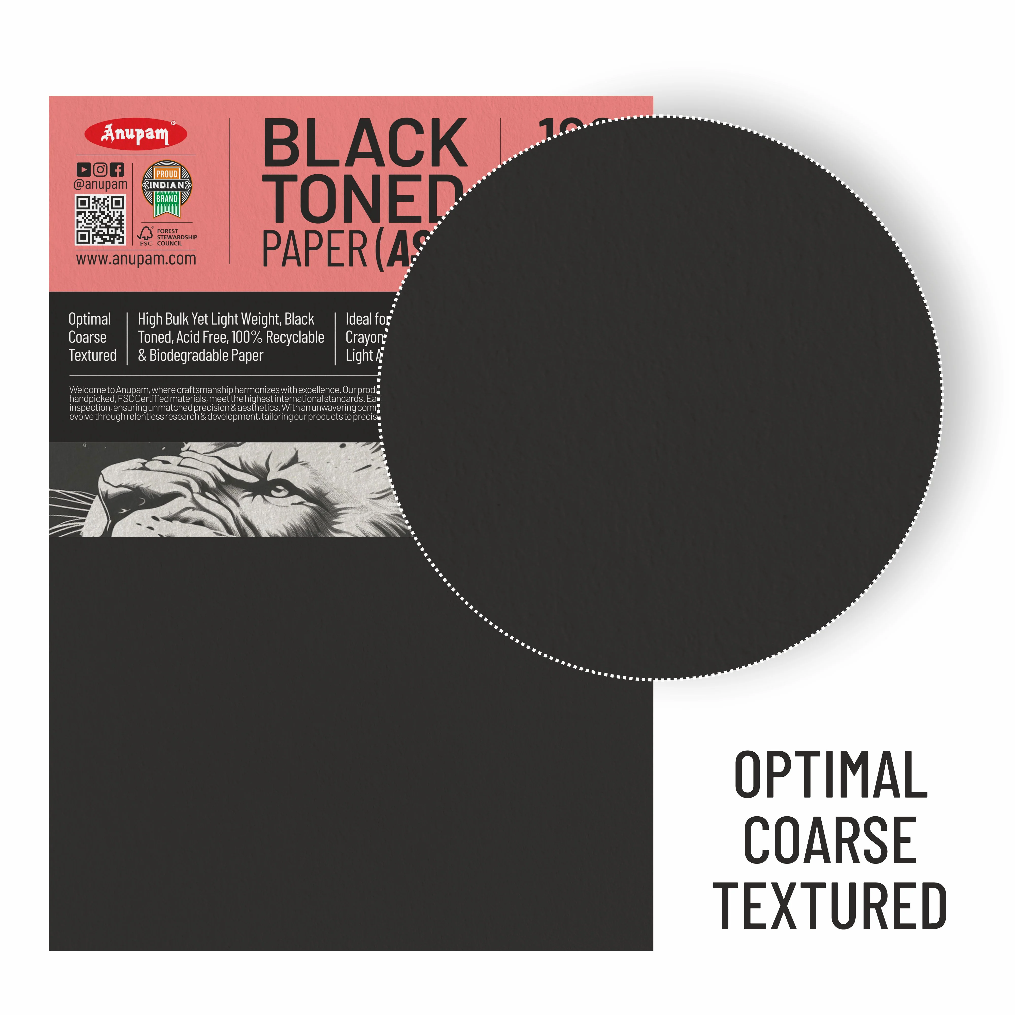 Anupam Ash Black Toned Cartridge Paper-Loose Sheets-180 GSM ( Pack of 2 ) - Image 5