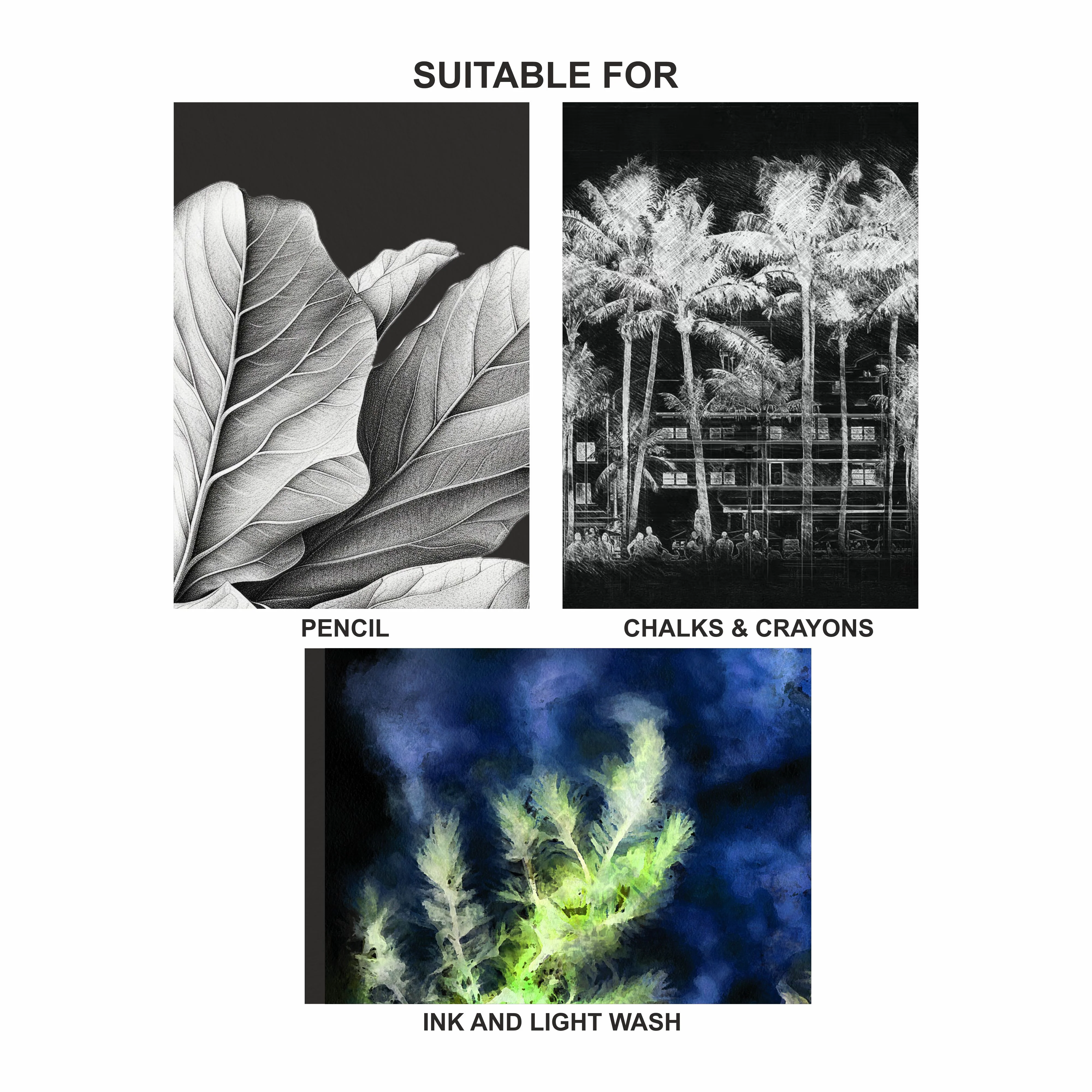 Anupam Ash Black Toned Cartridge Paper-Loose Sheets-180 GSM ( Pack of 2 ) - Image 8