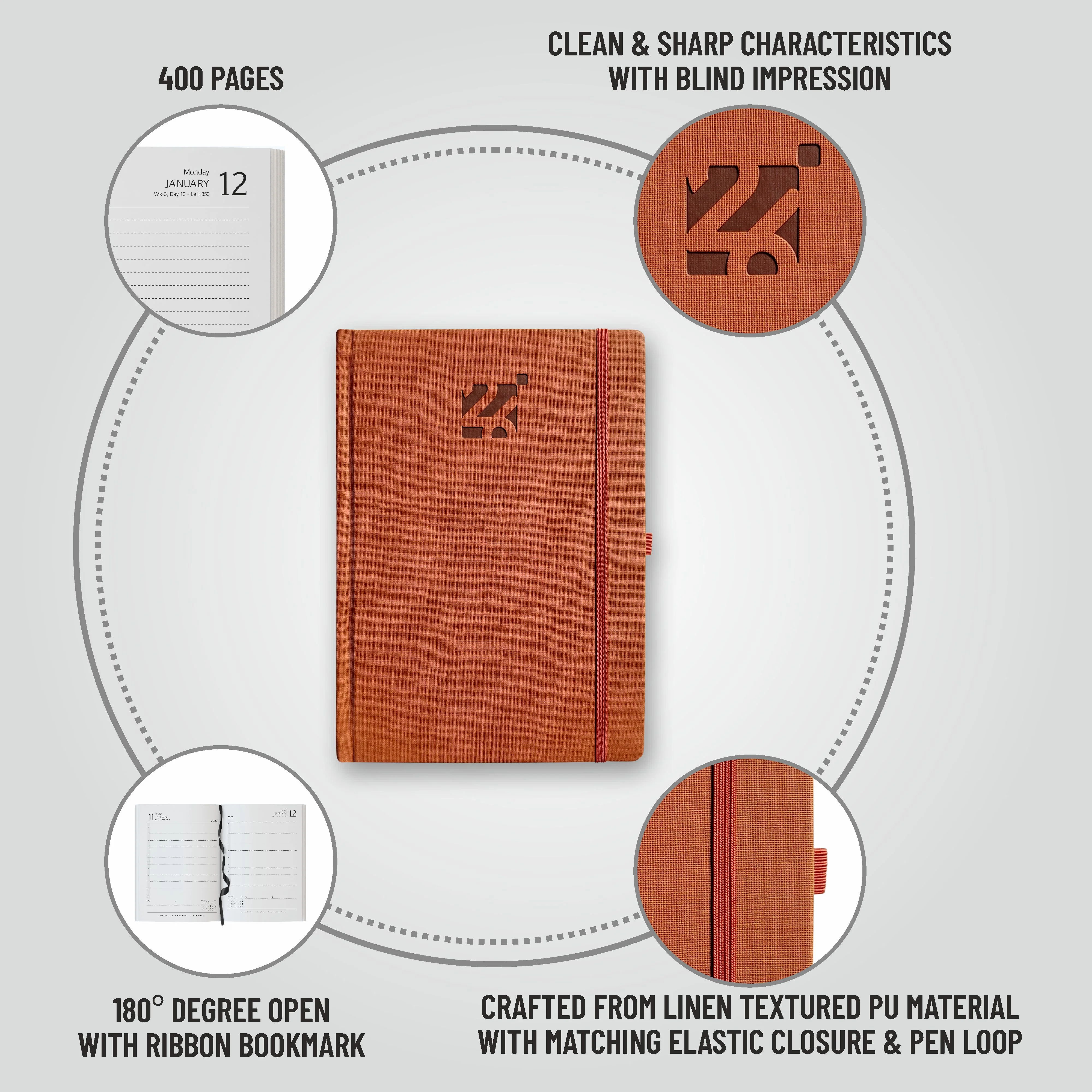 Anupam Blaze 2026 Diary – Dated Daily Planner with Monthly Calendar | Full Page Per Day | New Year 2026 Year Planner | 80 GSM Paper | 365 Days | Aesthetic Daily Diary Book - Image 18