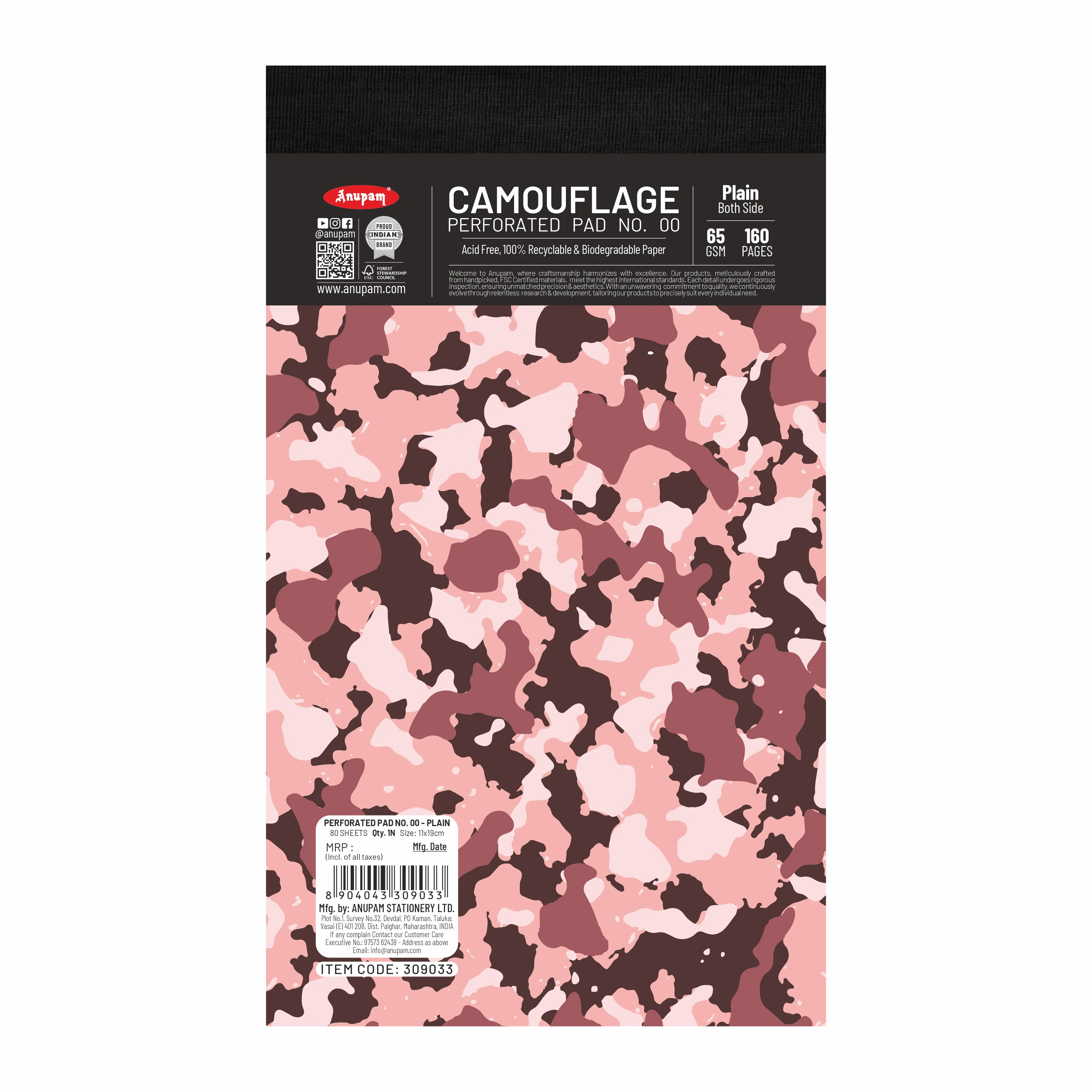Anupam Camouflage Writing Pad-Wide Ruled Notepad-65 GSM-Micro Perforated Notebook-80 sheets - Image 6