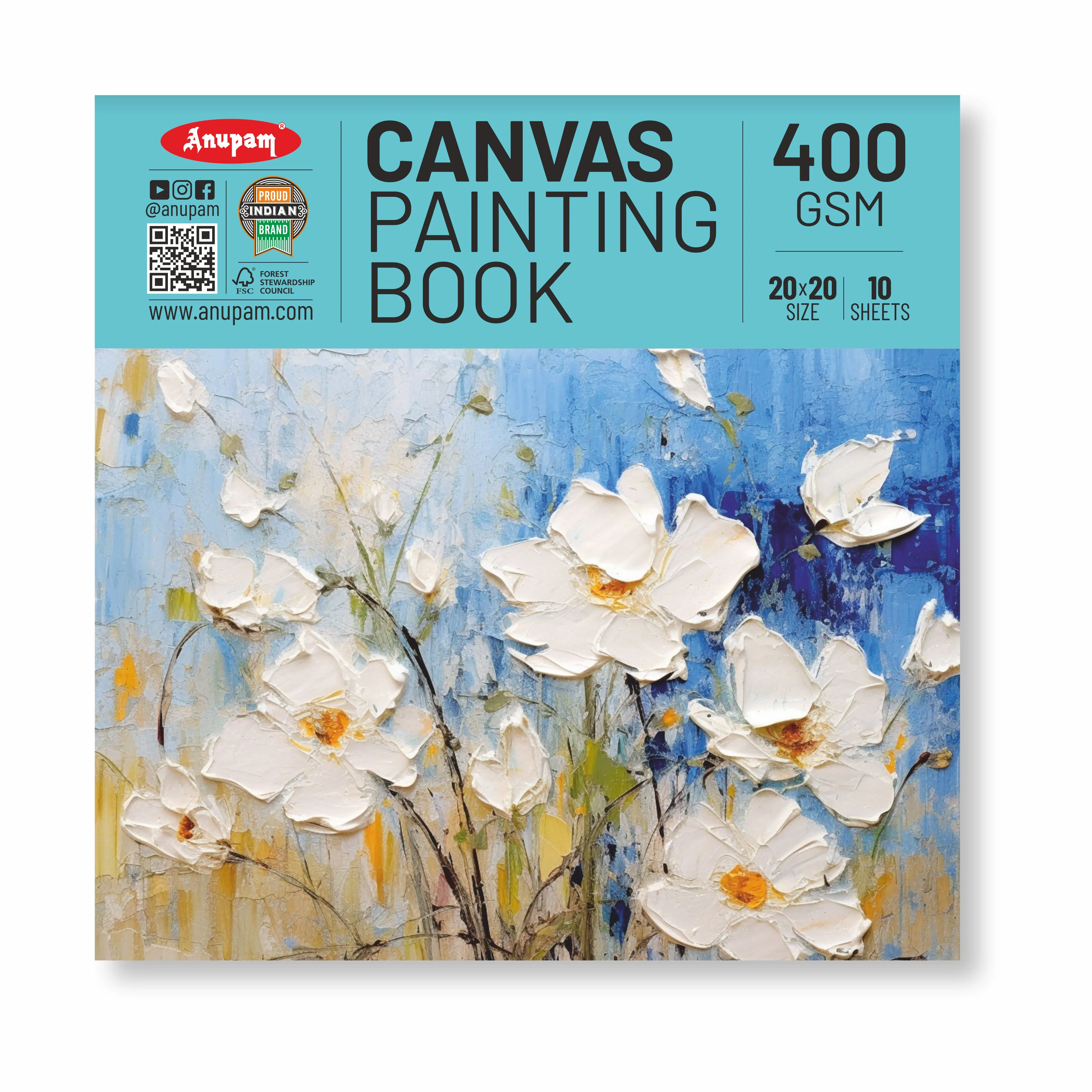 Anupam Canvas Pad Acrylic Gesso Primed Acid Free-10 Oz -400GSM-(10 Sheets) - Image 38