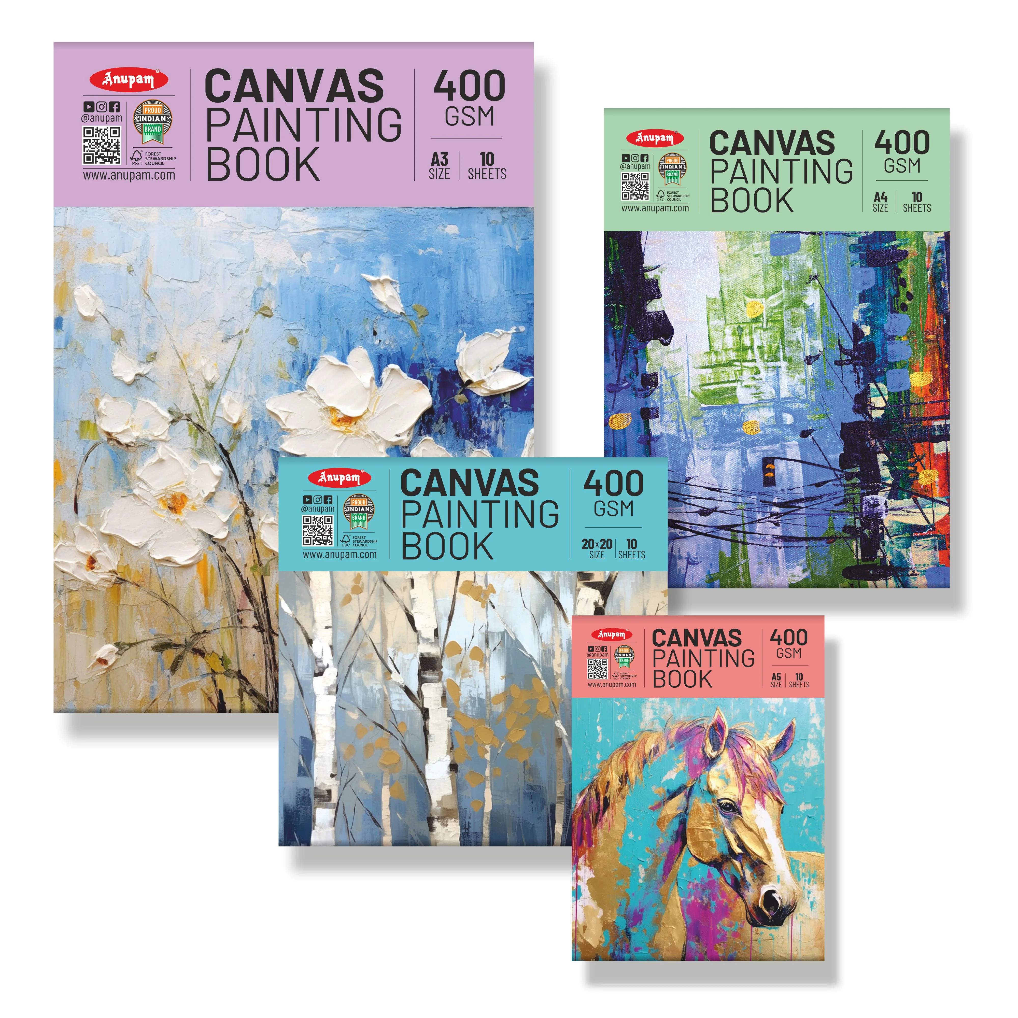 Anupam Canvas Pad Acrylic Gesso Primed Acid Free-10 Oz -400GSM-(10 Sheets) - Image 41