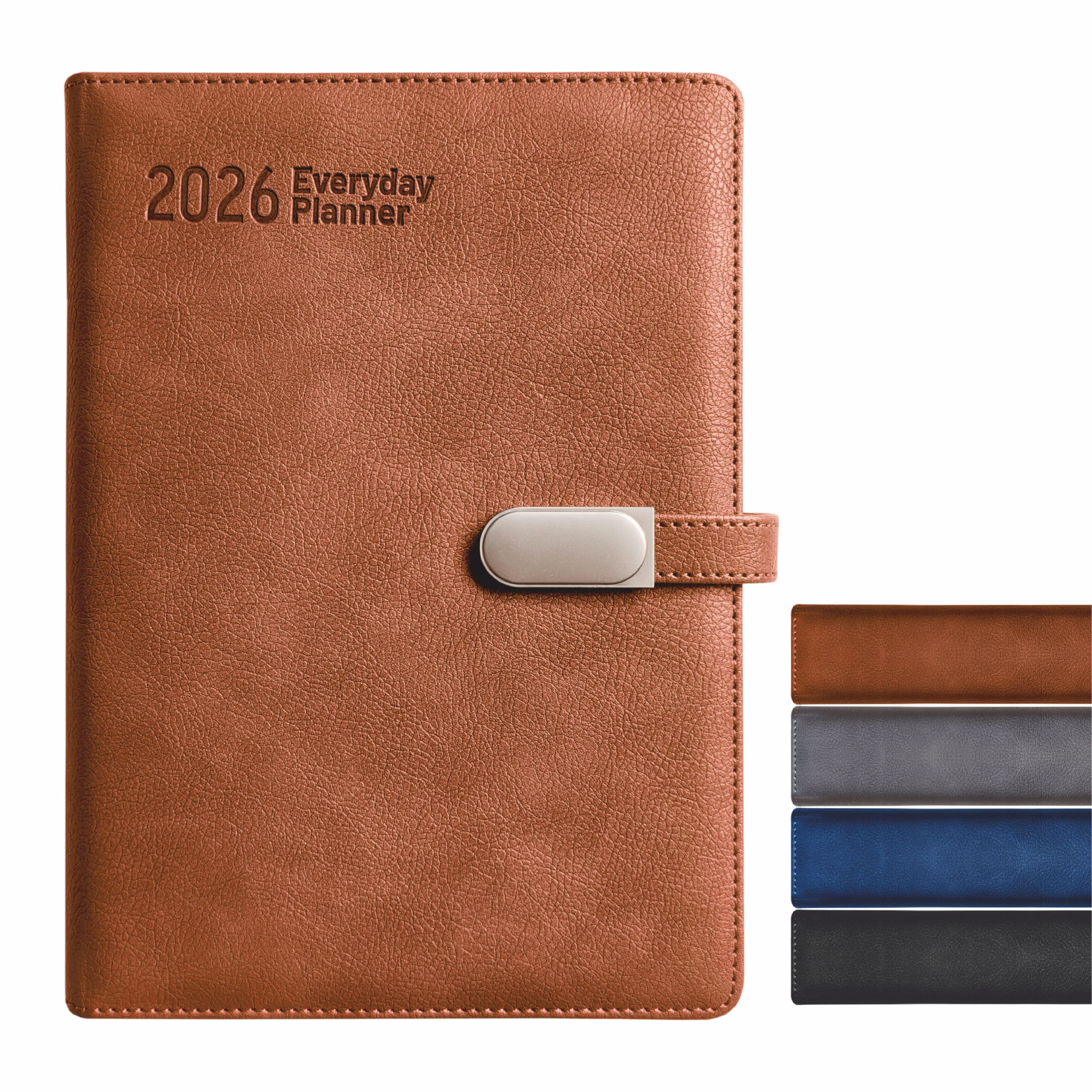 Anupam Crest 2026 Diary, Daily Planner with Dates, 365 Days Full Page Per Day, Monthly Calendar, PU Leather Textured Cover, Metallic Magnetic Closure & Pen Holder – New Year Office Diary - Image 22