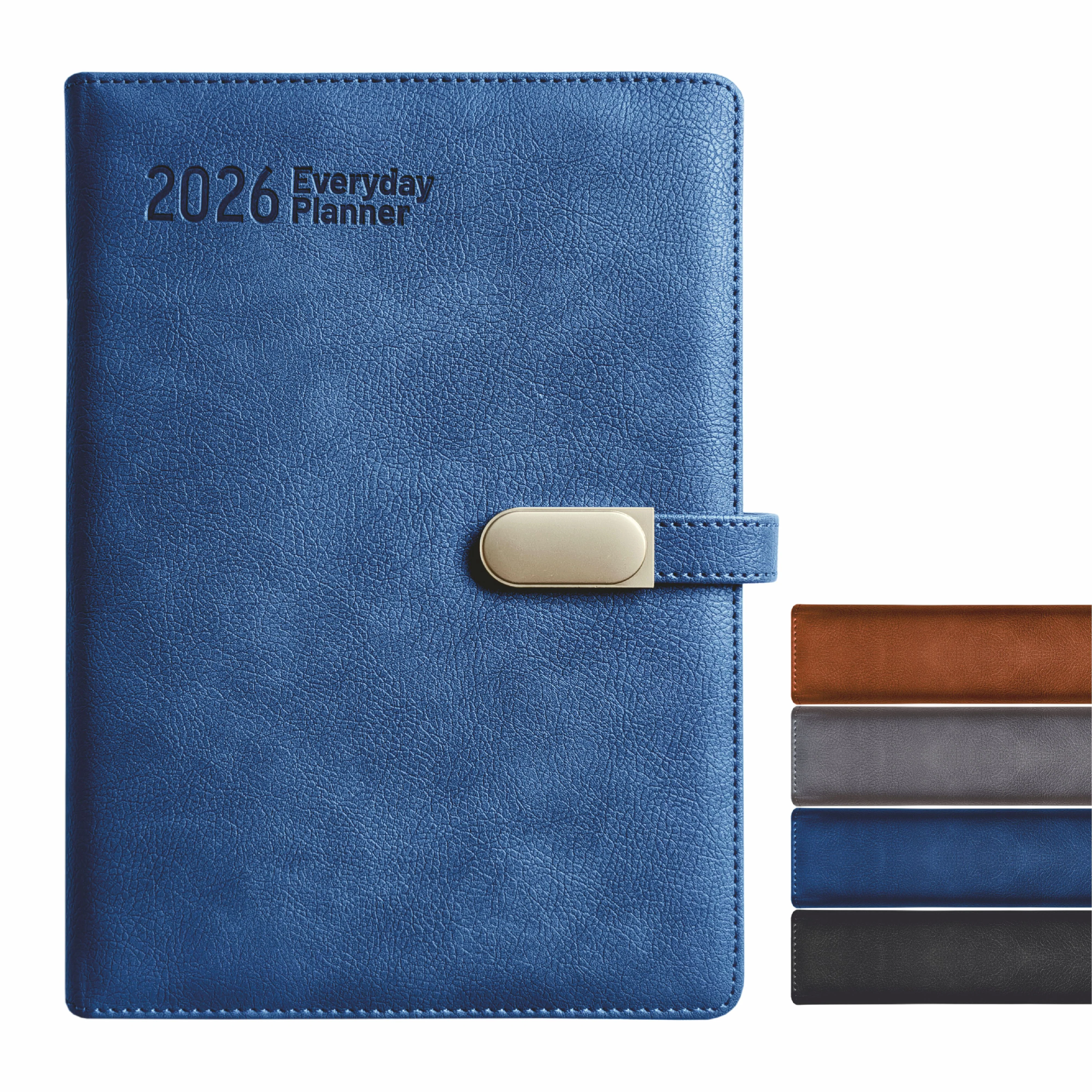 Anupam Crest 2026 Diary, Daily Planner with Dates, 365 Days Full Page Per Day, Monthly Calendar, PU Leather Textured Cover, Metallic Magnetic Closure & Pen Holder – New Year Office Diary - Image 8
