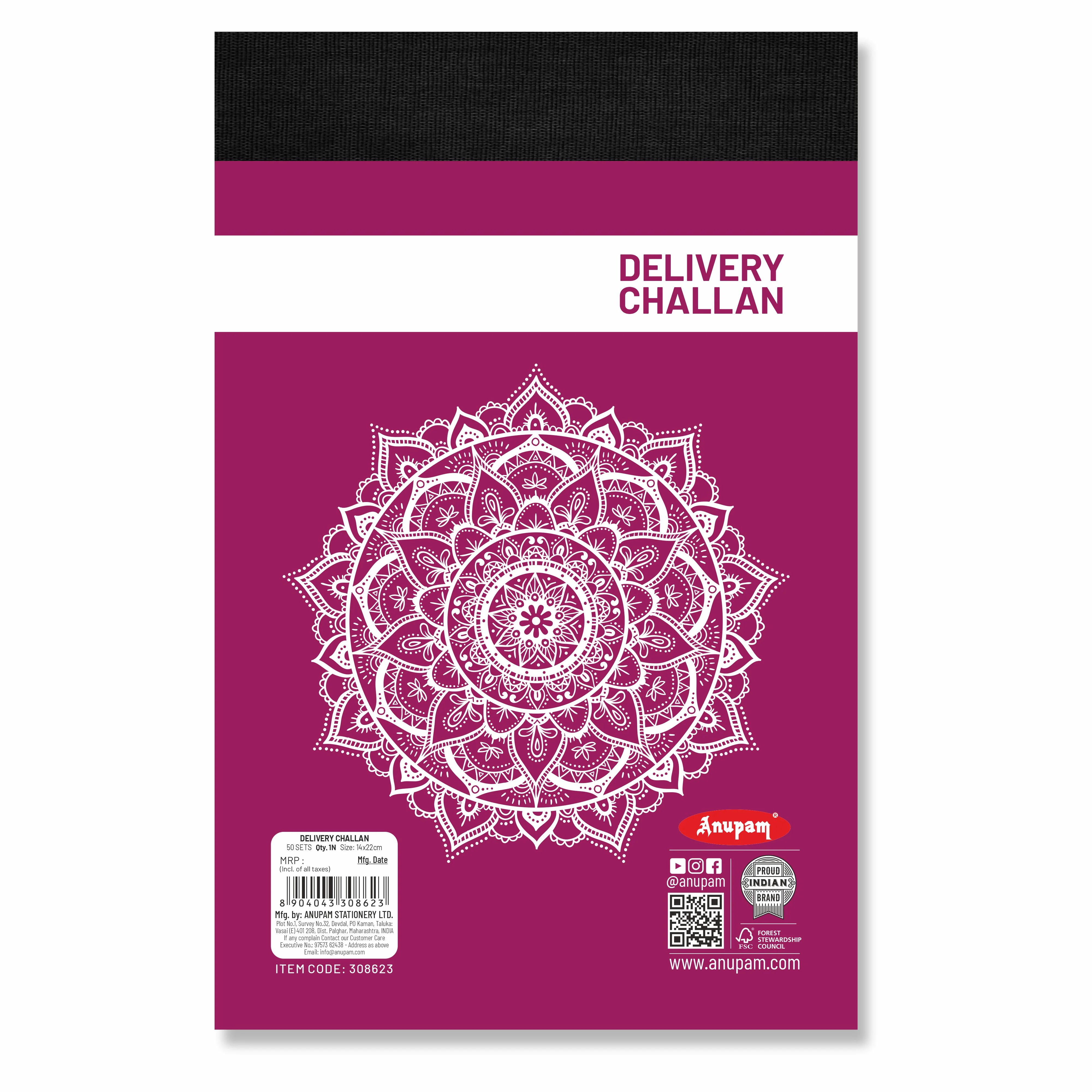Anupam Delivery Challan 14cm x 22cm Hard Board Back with Dynamic Titles - 70 GSM (pack of 2) - Image 10