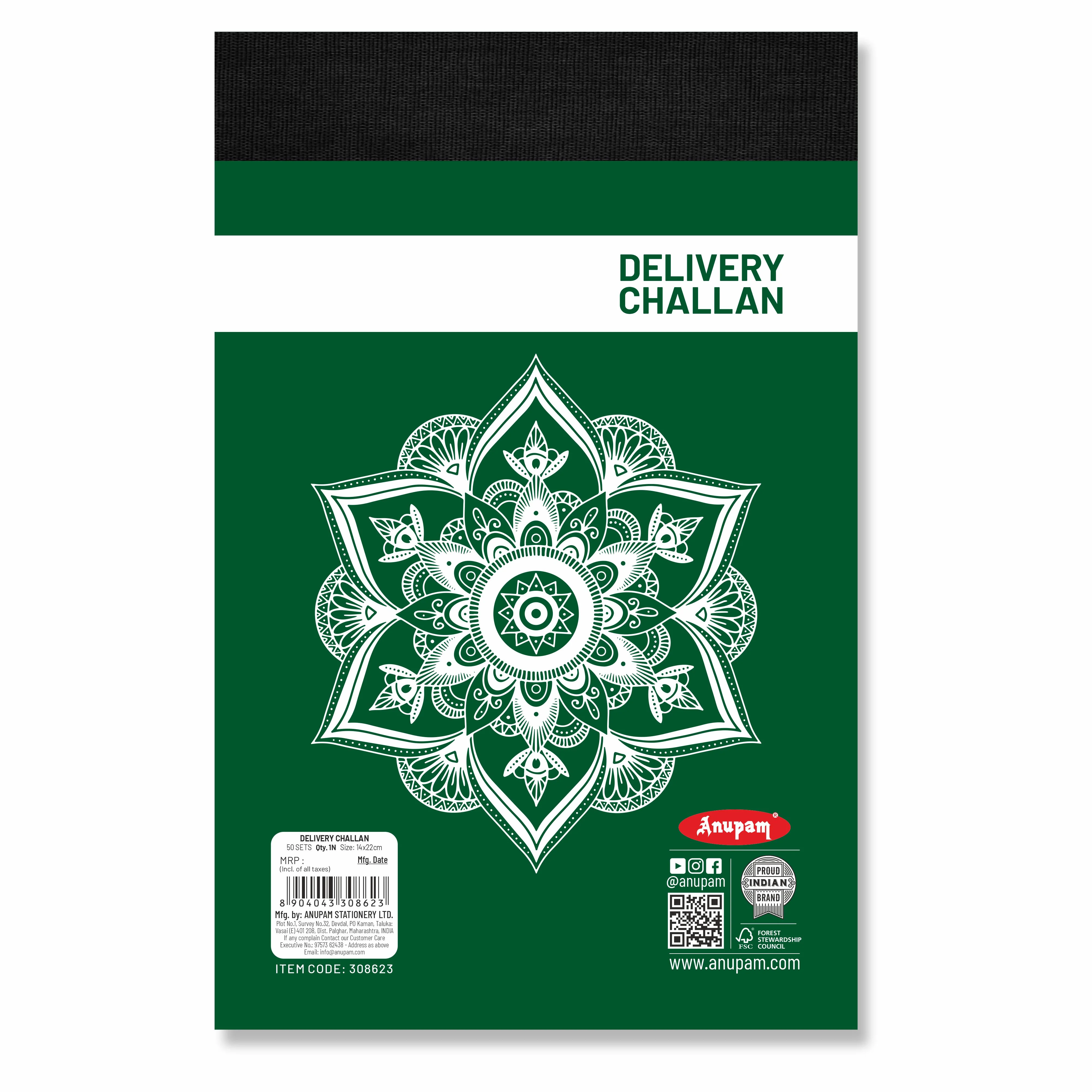 Anupam Delivery Challan 14cm x 22cm Hard Board Back with Dynamic Titles - 70 GSM (pack of 2) - Image 12