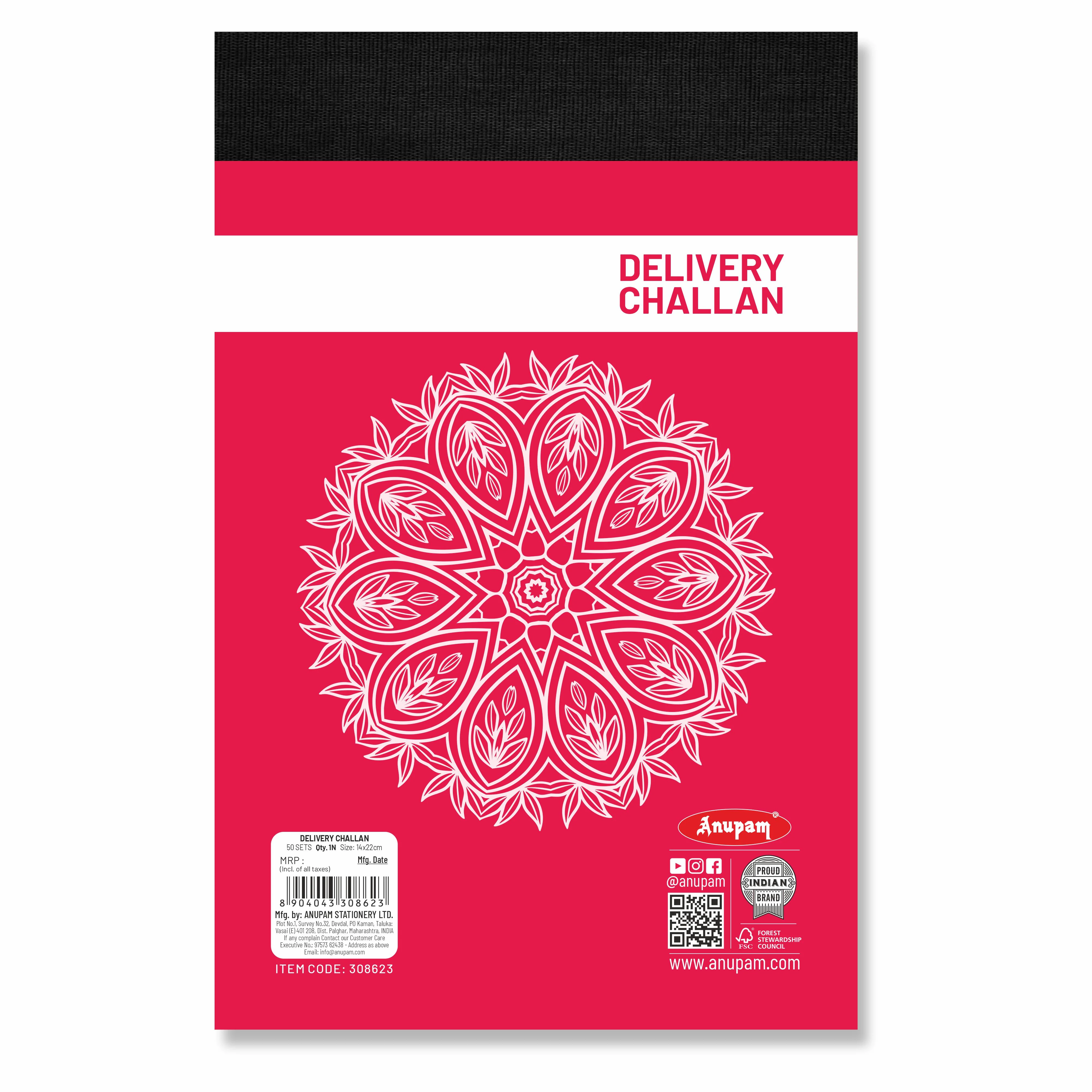 Anupam Delivery Challan 14cm x 22cm Hard Board Back with Dynamic Titles - 70 GSM (pack of 2) - Image 13