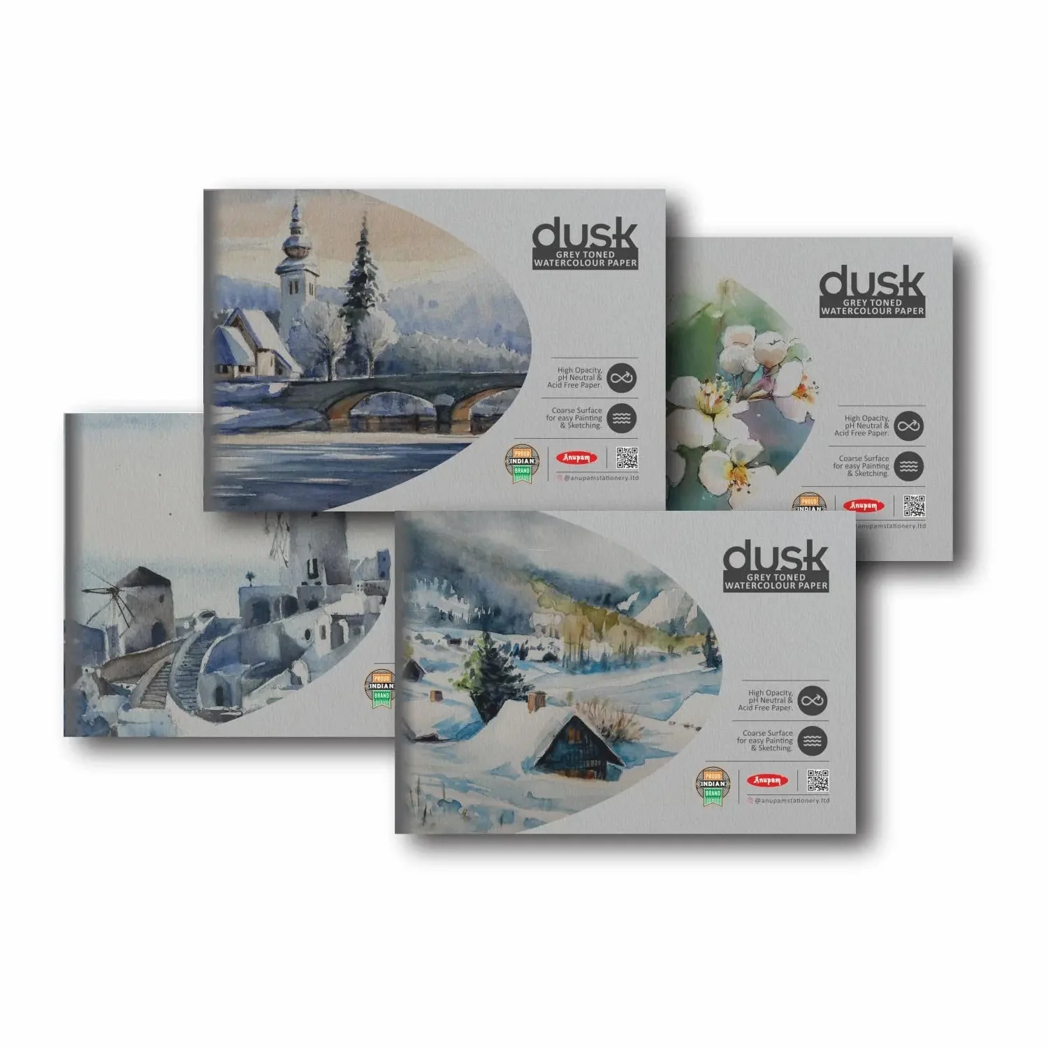 Anupam Dusk Grey Toned Water -Colour Paper-Cold Pressed Pad-225 GSM - Image 10