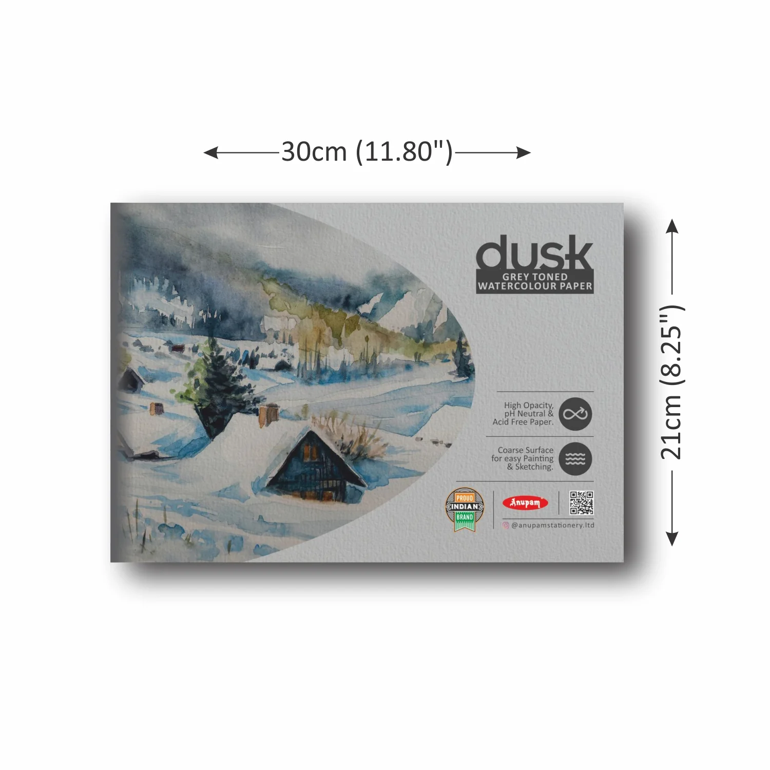 Anupam Dusk Grey Toned Water -Colour Paper-Cold Pressed Pad-225 GSM - Image 4