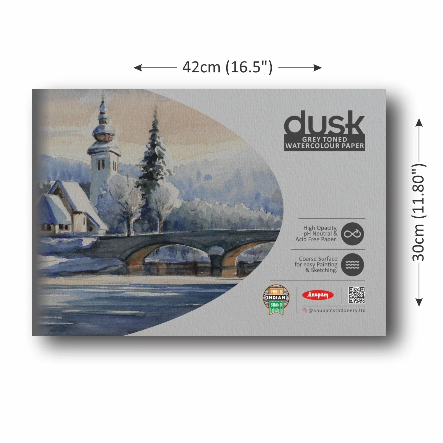 Anupam Dusk Grey Toned Water -Colour Paper-Cold Pressed Pad-225 GSM - Image 5