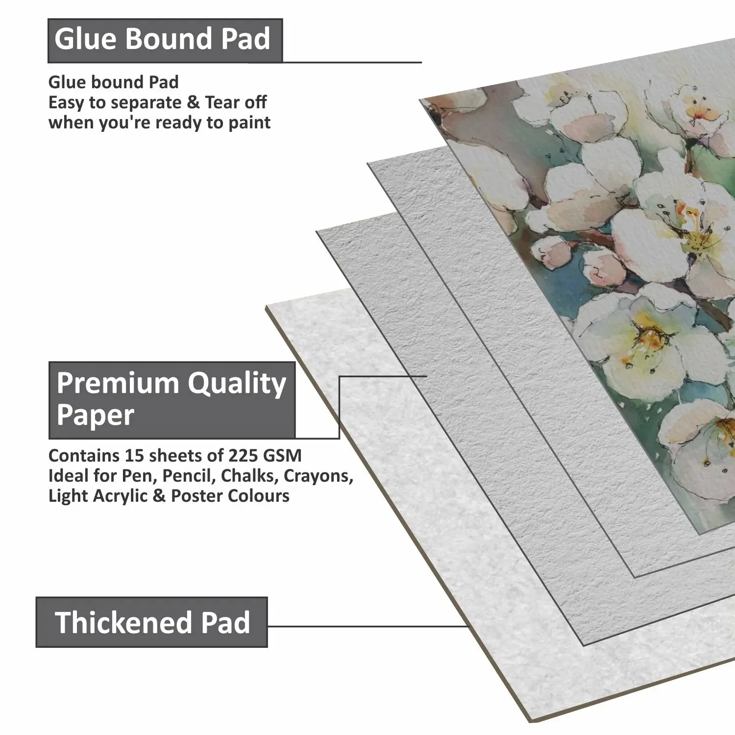 Anupam Dusk Grey Toned Water -Colour Paper-Cold Pressed Pad-225 GSM - Image 6