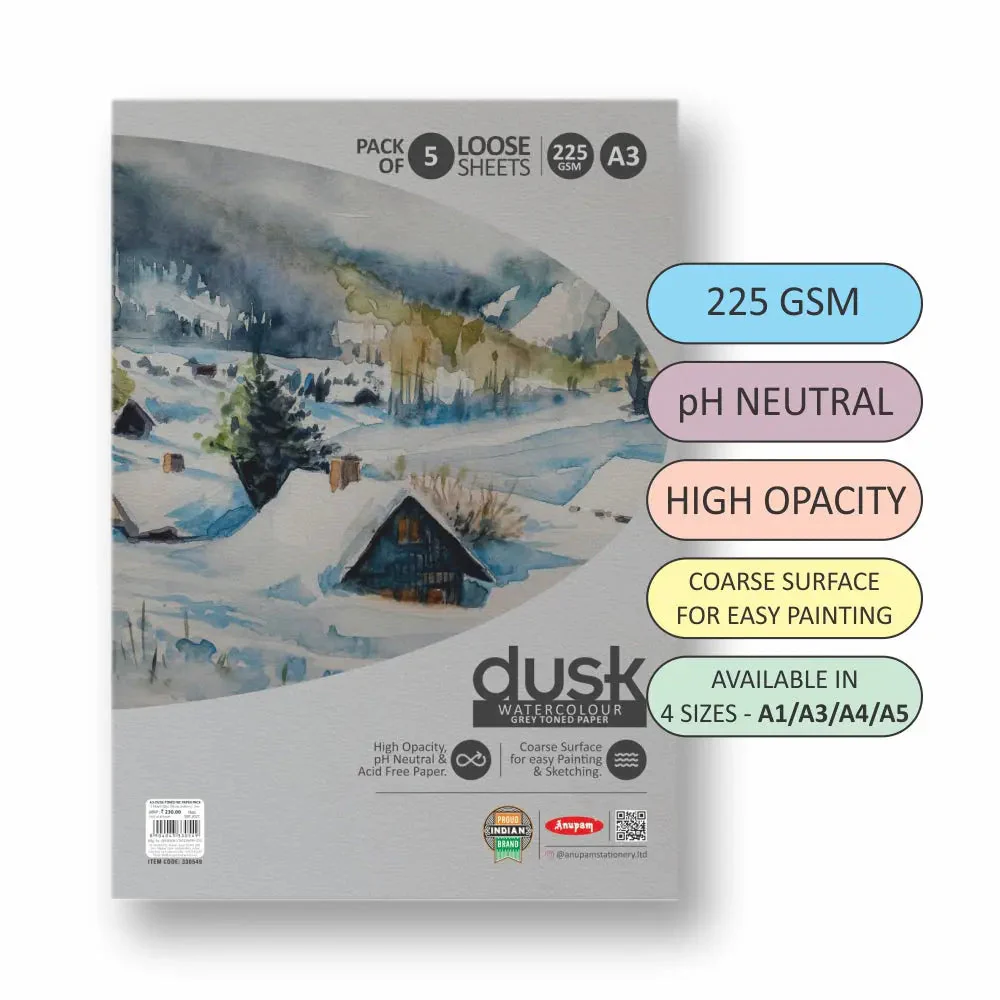 Anupam Dusk Grey Toned Paper-Acid Free-pH Neutral-Cold Pressed Paper-Coarse Surface-225 GSM - Image 5