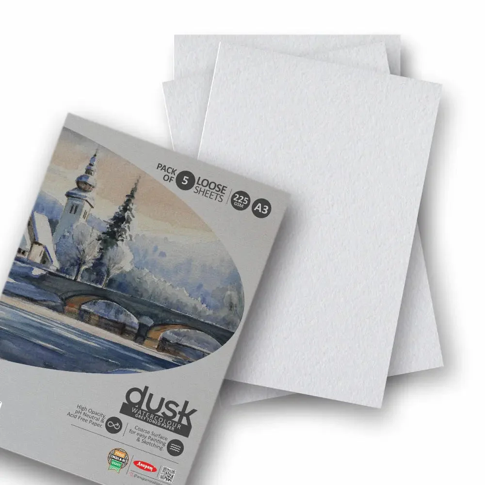 Anupam Dusk Grey Toned Paper-Acid Free-pH Neutral-Cold Pressed Paper-Coarse Surface-225 GSM - Image 6