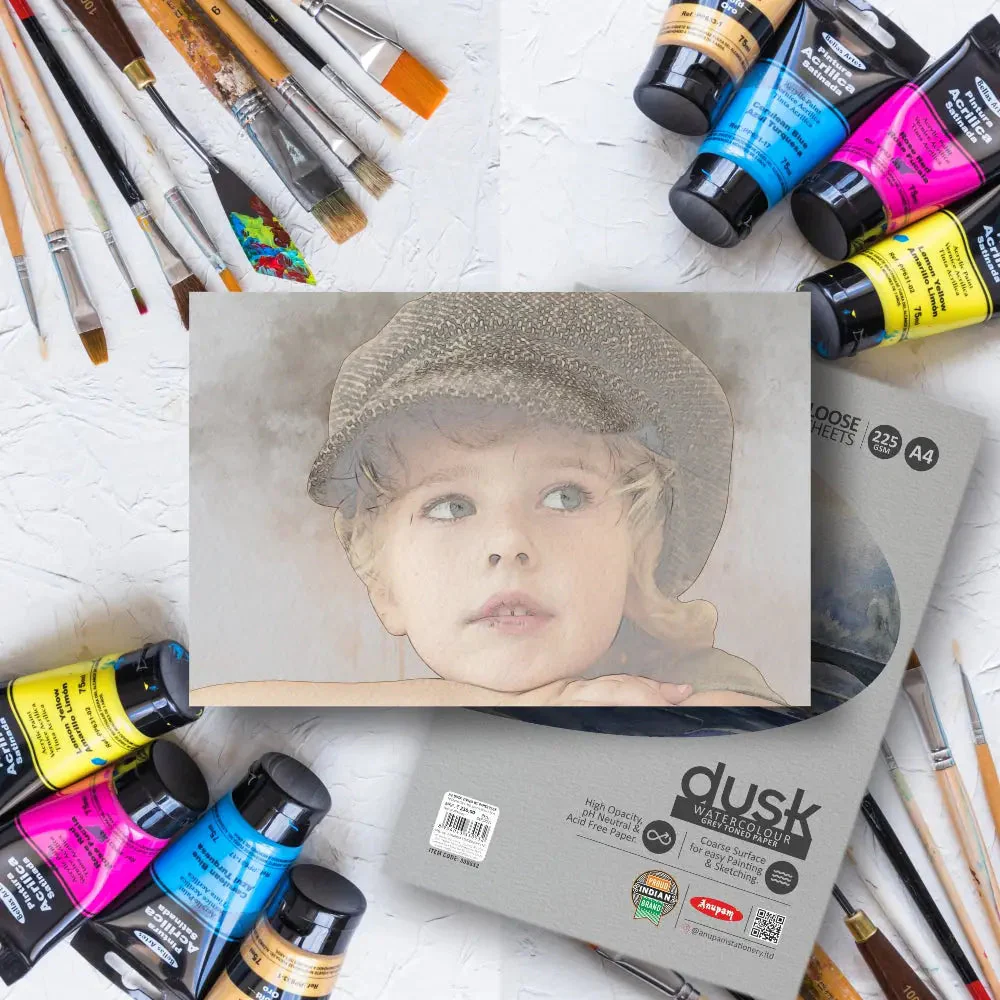 Anupam Dusk Grey Toned Paper-Acid Free-pH Neutral-Cold Pressed Paper-Coarse Surface-225 GSM - Image 7