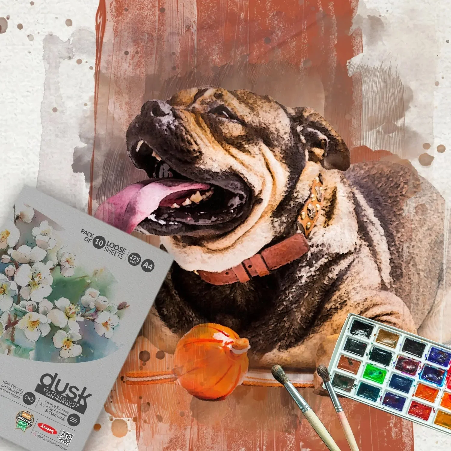 Anupam Dusk Grey Toned Paper-Acid Free-pH Neutral-Cold Pressed Paper-Coarse Surface-225 GSM - Image 8