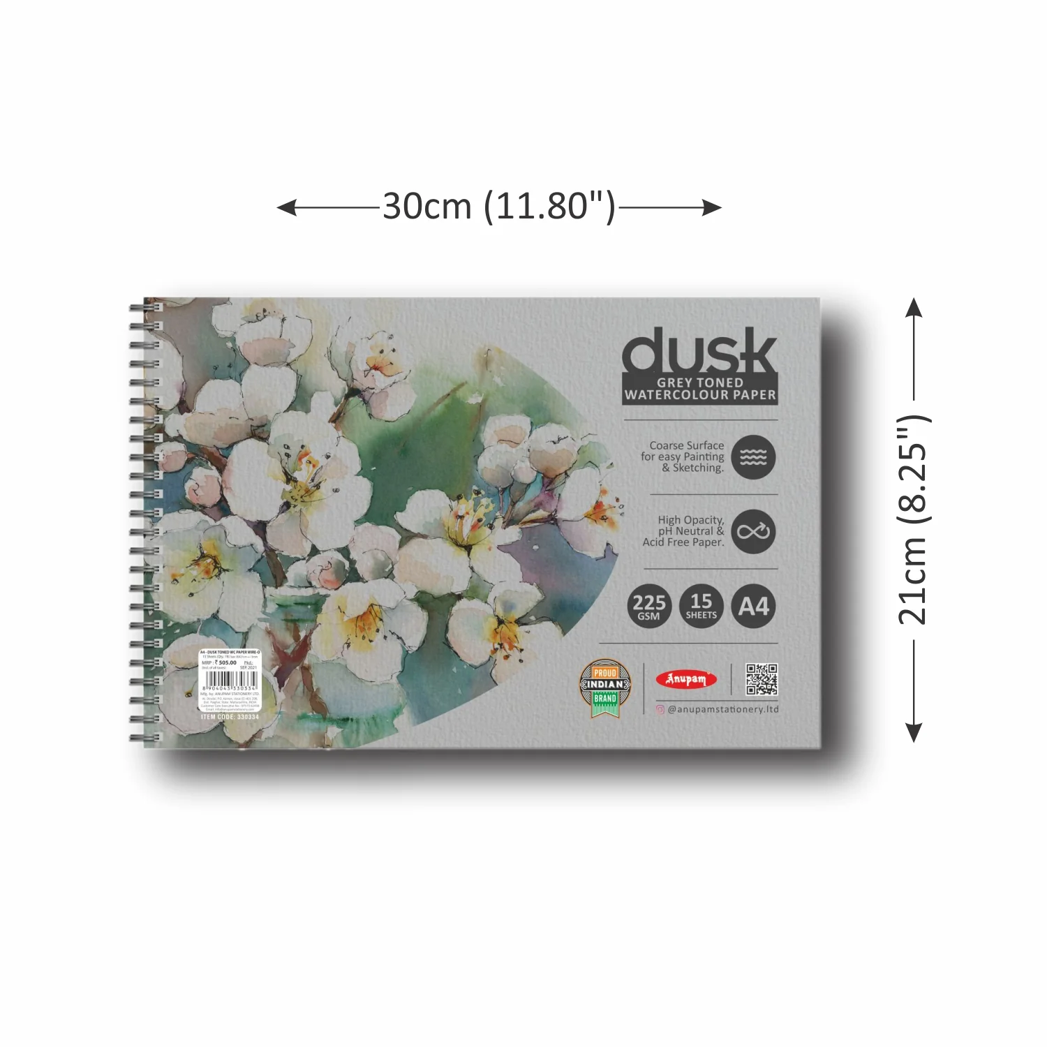 Anupam Dusk Grey Toned Water Colour Paper Cold Pressed Wireo Book 225 GSM - Image 4