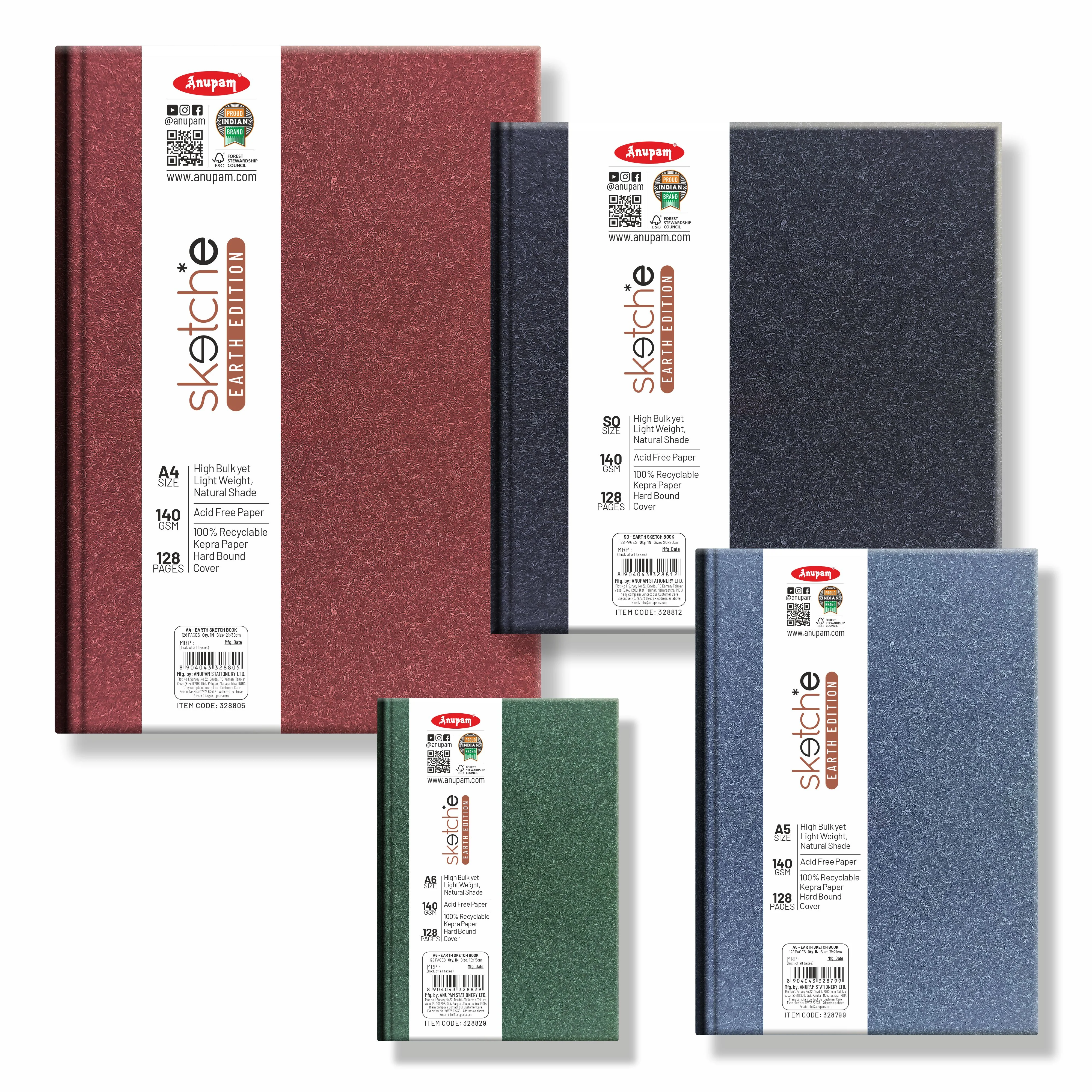 Anupam Earth Sketch-E Drawing Book-Cartridge Paper-100% Recycled Hardbound Book-140GSM - Image 13