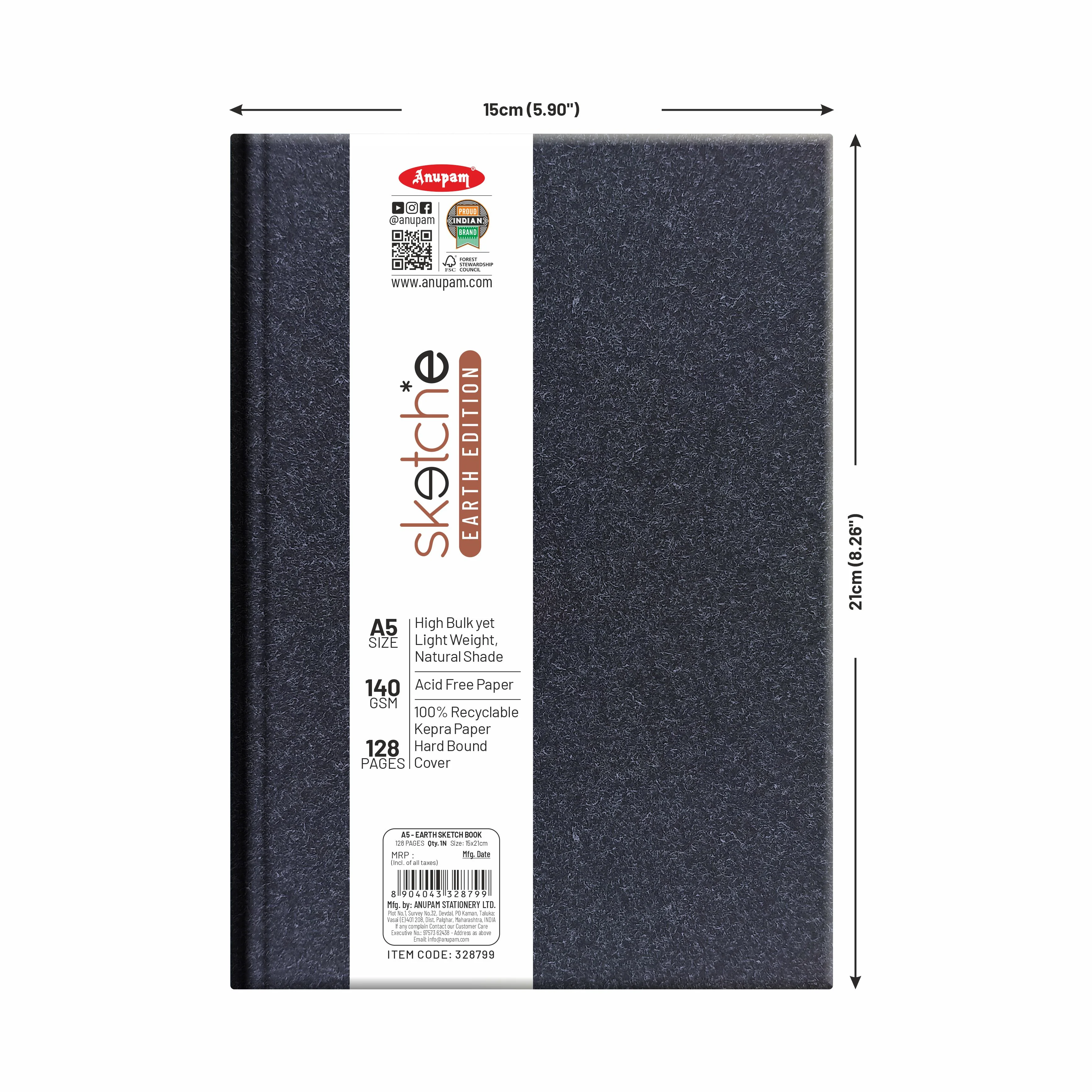 Anupam Earth Sketch-E Drawing Book-Cartridge Paper-100% Recycled Hardbound Book-140GSM - Image 7