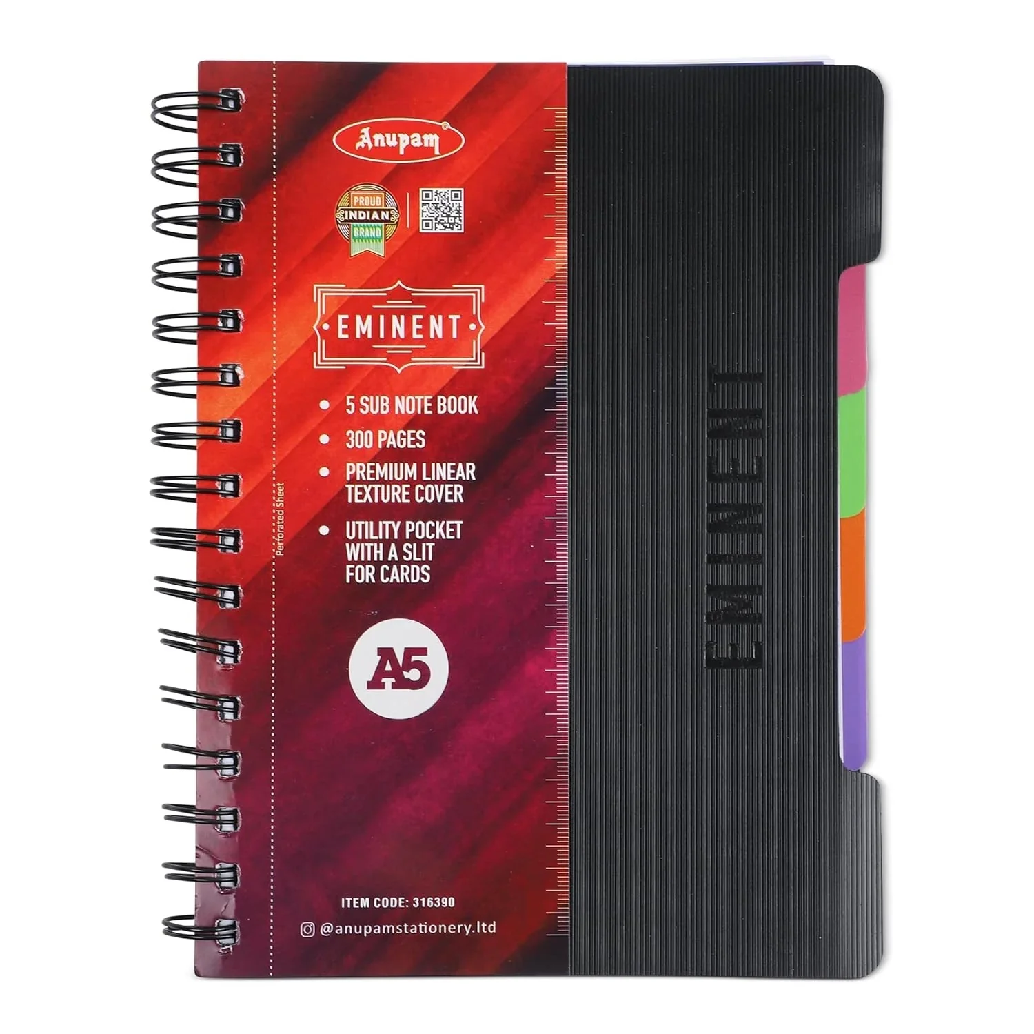Anupam Eminent Multi-Subject Spiral Notebook–College Ruled with Pocket-Movable Dividers-Premium Cover-70GSM - Image 11