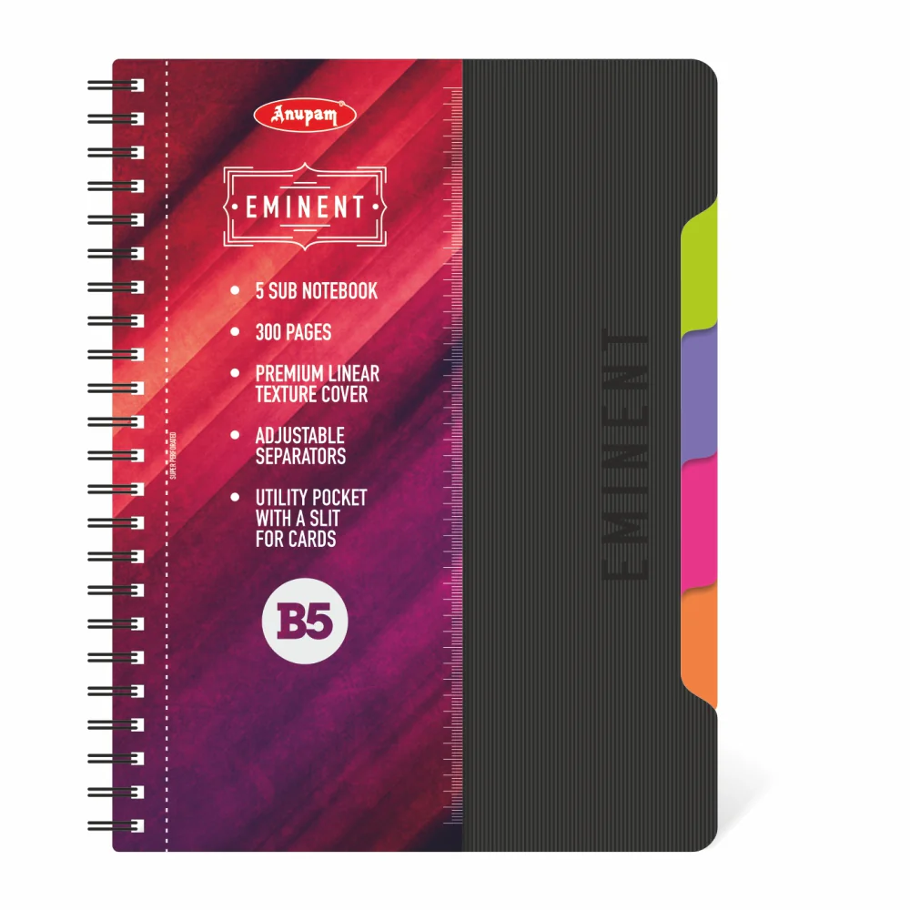 Anupam Eminent Multi-Subject Spiral Notebook–College Ruled with Pocket-Movable Dividers-Premium Cover-70GSM - Image 22