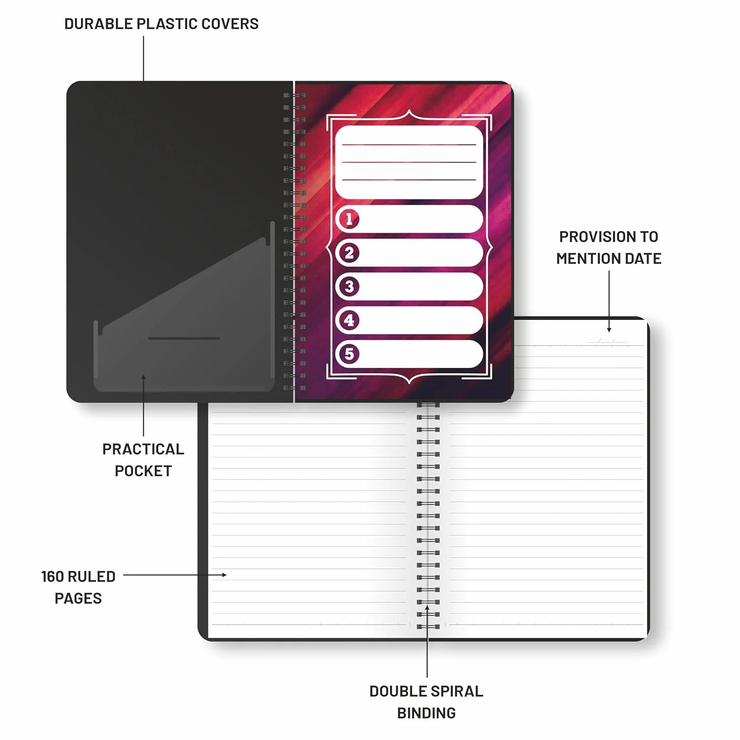 Anupam Eminent Multi-Subject Spiral Notebook–College Ruled with Pocket-Movable Dividers-Premium Cover-70GSM - Image 5