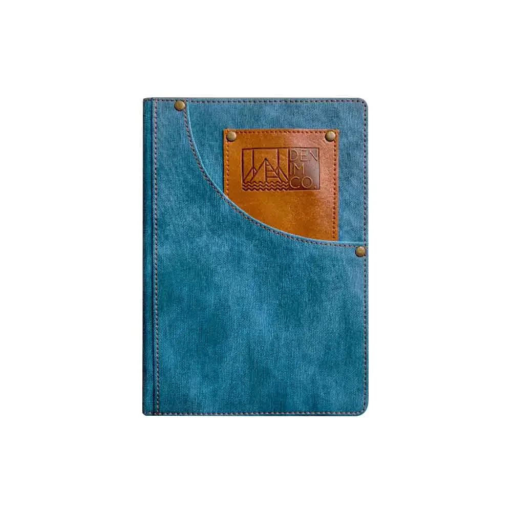 Anupam Engage Ruled Notebook-Denim PU Hardcover Journal Notebook-80 gsm 192 Pages Thick Paper Notebook with Front Pockets - Image 3