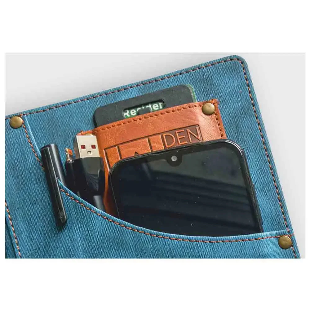 Anupam Engage Ruled Notebook-Denim PU Hardcover Journal Notebook-80 gsm 192 Pages Thick Paper Notebook with Front Pockets - Image 6