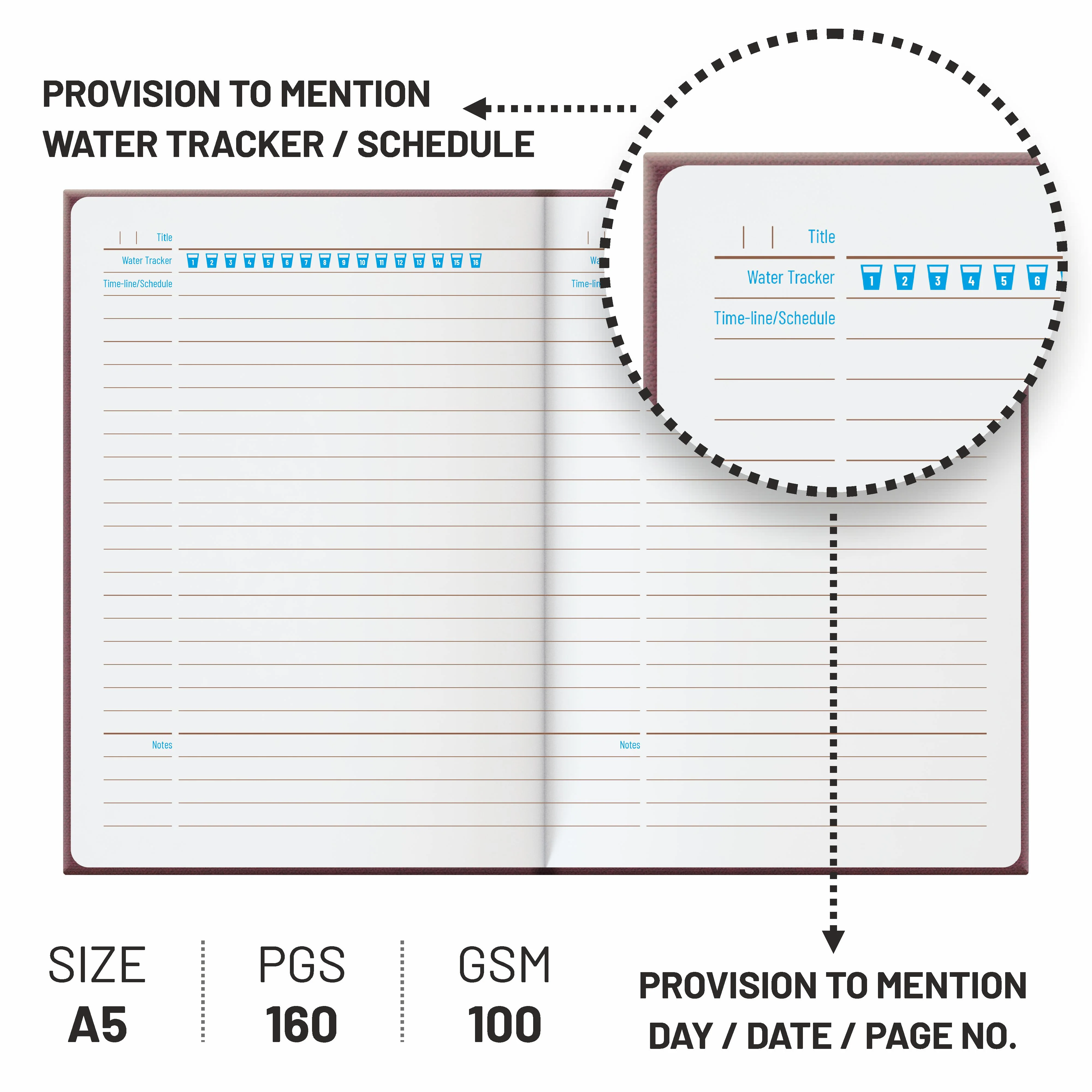 Anupam Envy Elegance Redefined A5 Journal | 160 Pages, 100 GSM Premium Paper | 3-Tone PU Design | Magnetic Closure, Lay flat, Water & Bill Tracker, Monthly & Yearly Planner - Image 22