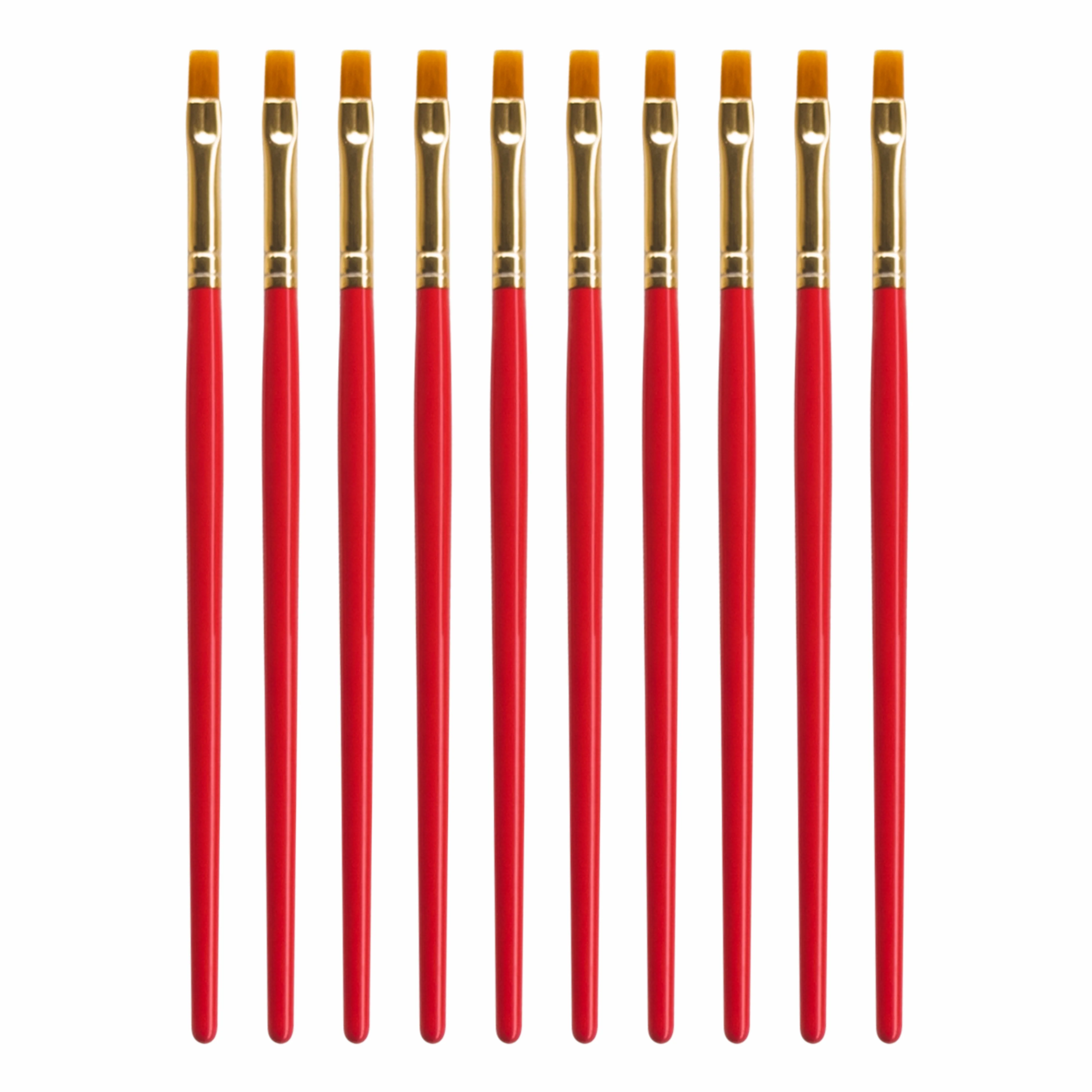Anupam Flat Synthetic Painting Brush Set of 10 | Size 1 for Watercolor, Acrylic, and One-Stroke Painting (Sr. 32)