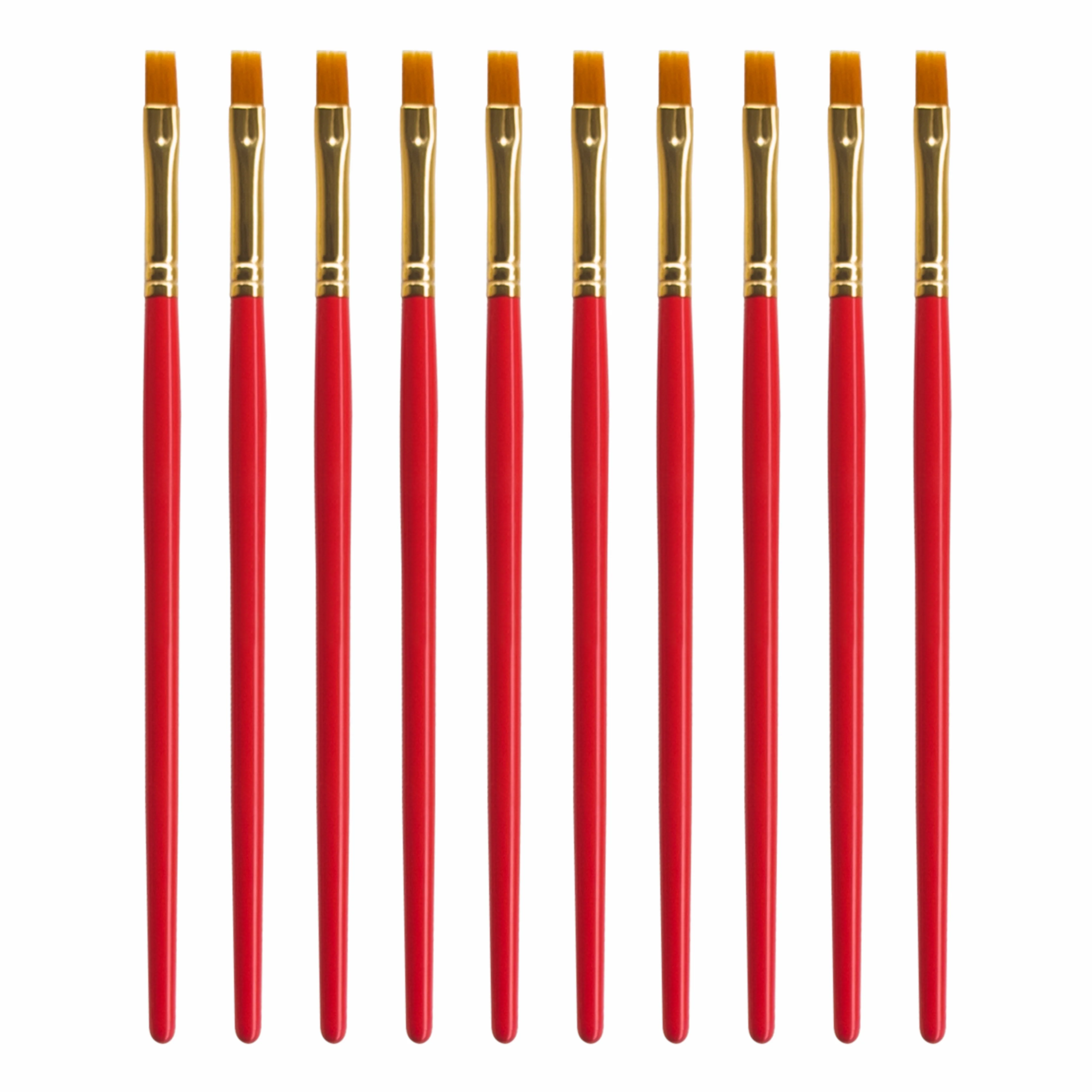 Anupam Flat Synthetic Painting Brush Set of 10 | Size 2 for Watercolor, Acrylic, and One-Stroke Painting (Sr. 32)