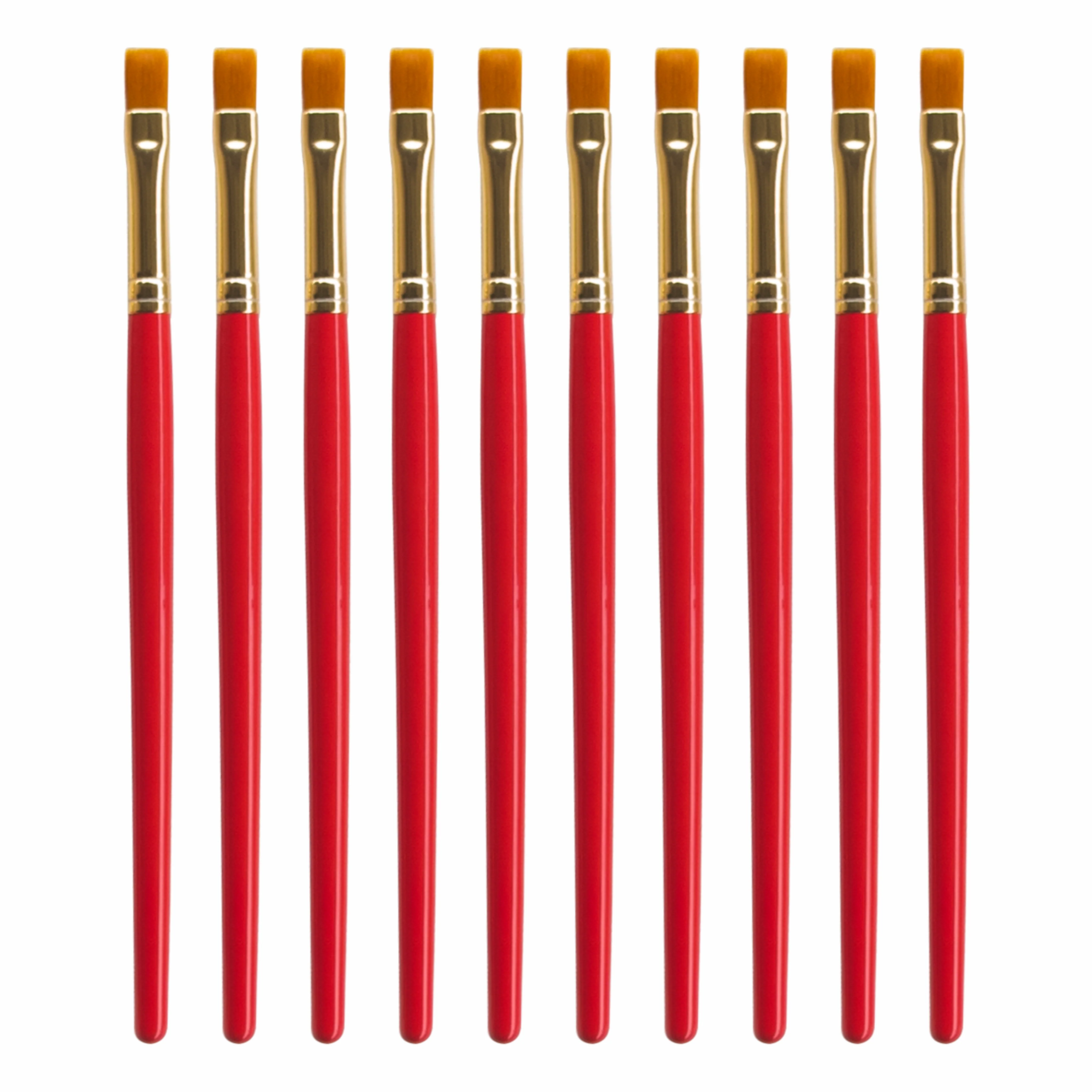 Anupam Flat Synthetic Painting Brush Set of 10 | Size 3 for Watercolor, Acrylic, and One-Stroke Painting (Sr. 32)