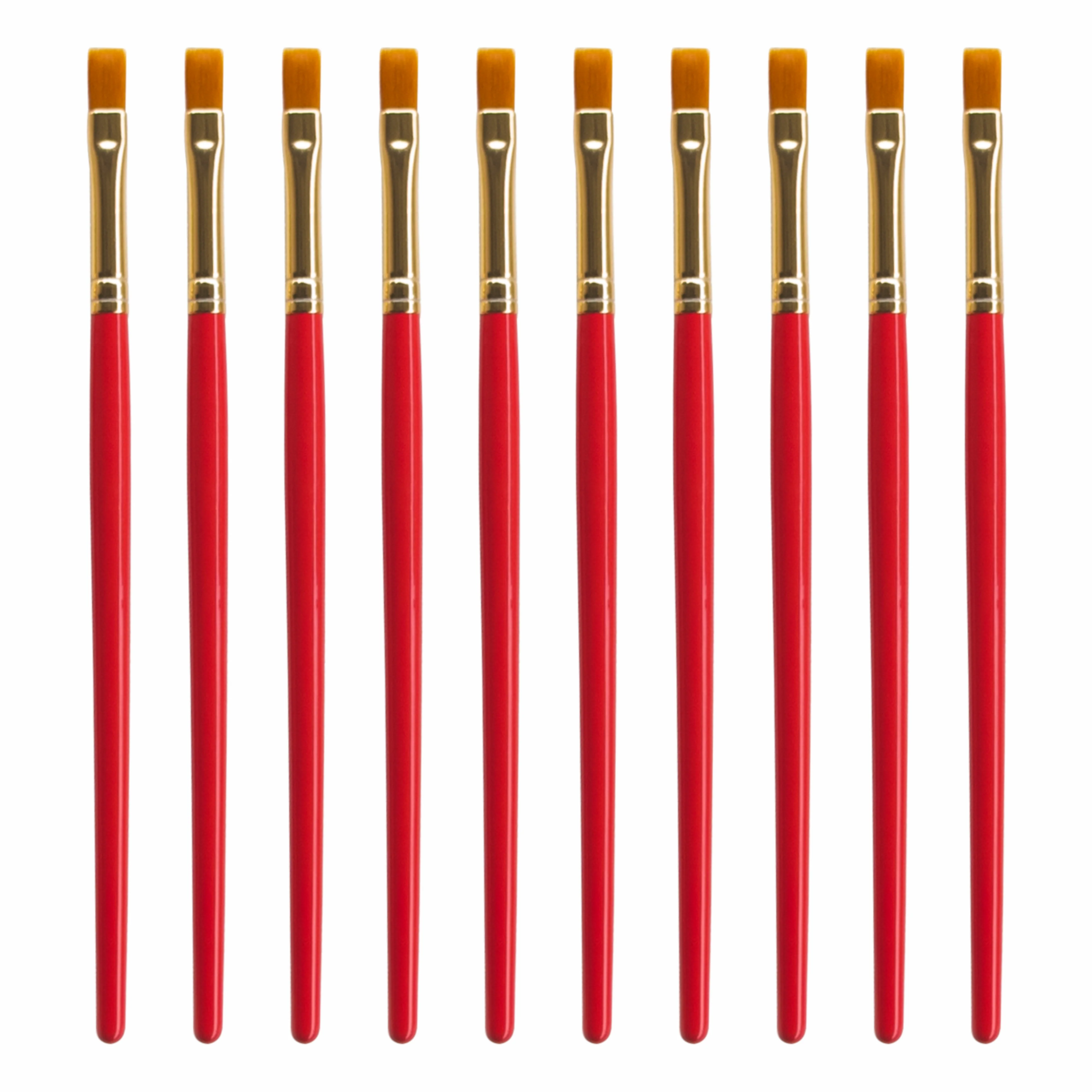 Anupam Flat Synthetic Painting Brush Set of 10 | Size 4 for Watercolor, Acrylic, and One-Stroke Painting (Sr. 32)