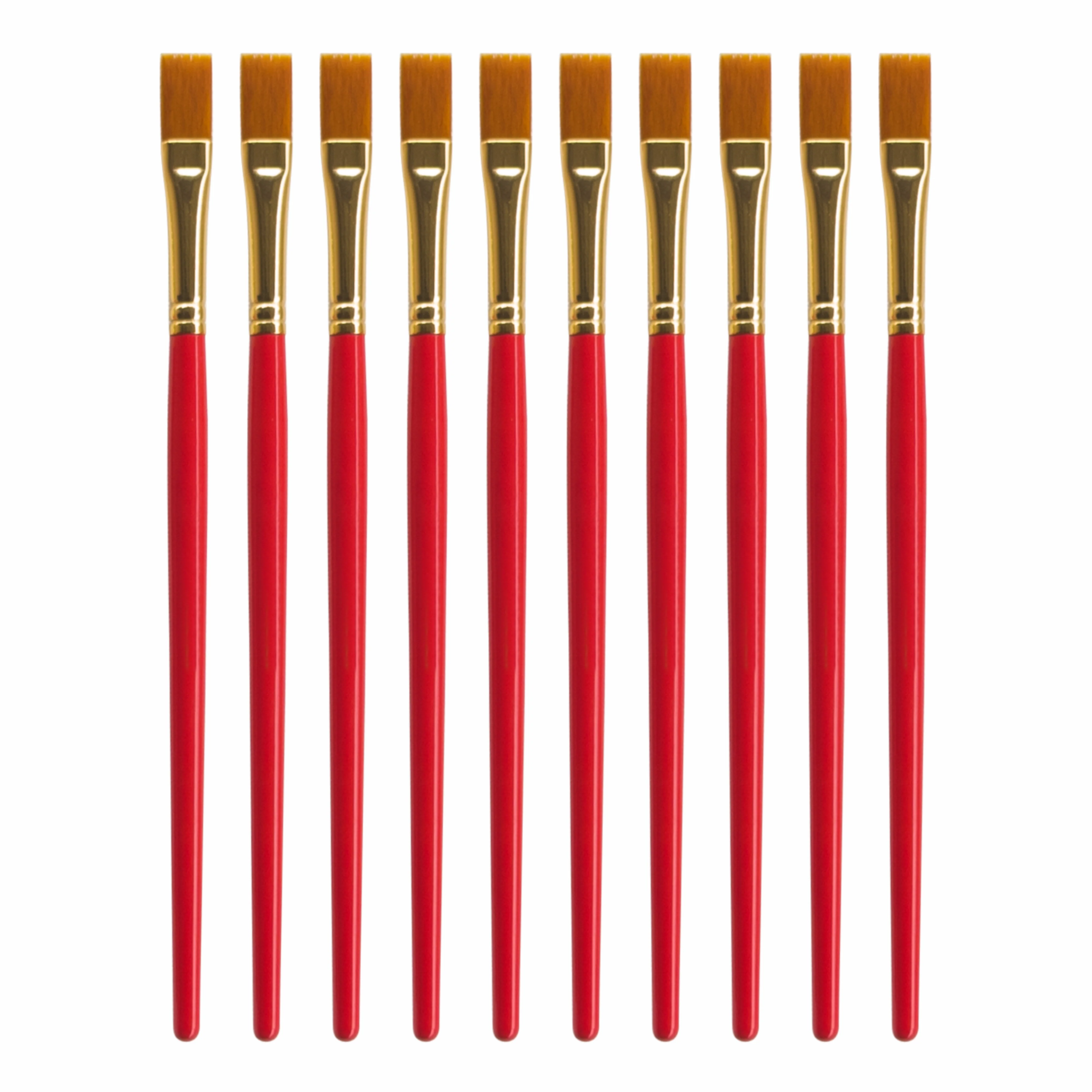 Anupam Flat Synthetic Painting Brush Set of 10 | Size 6 for Watercolor, Acrylic, and One-Stroke Painting (Sr. 32)