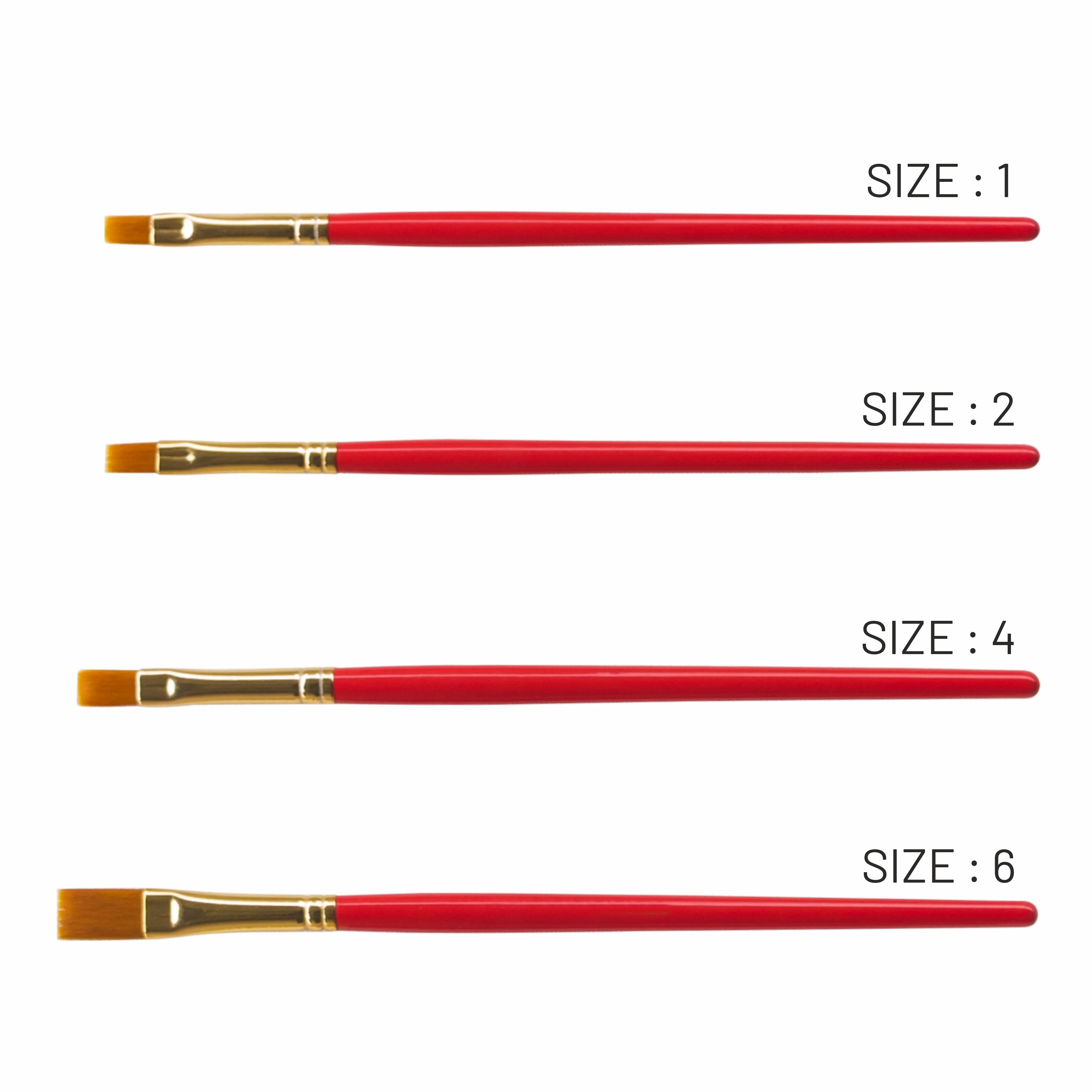 Anupam Flat Synthetic Painting Brush Set of 4pc Short Handle Painting Brush for Watercolor,Acrylic & One Stroke Painting (Sr. 32) - Image 3