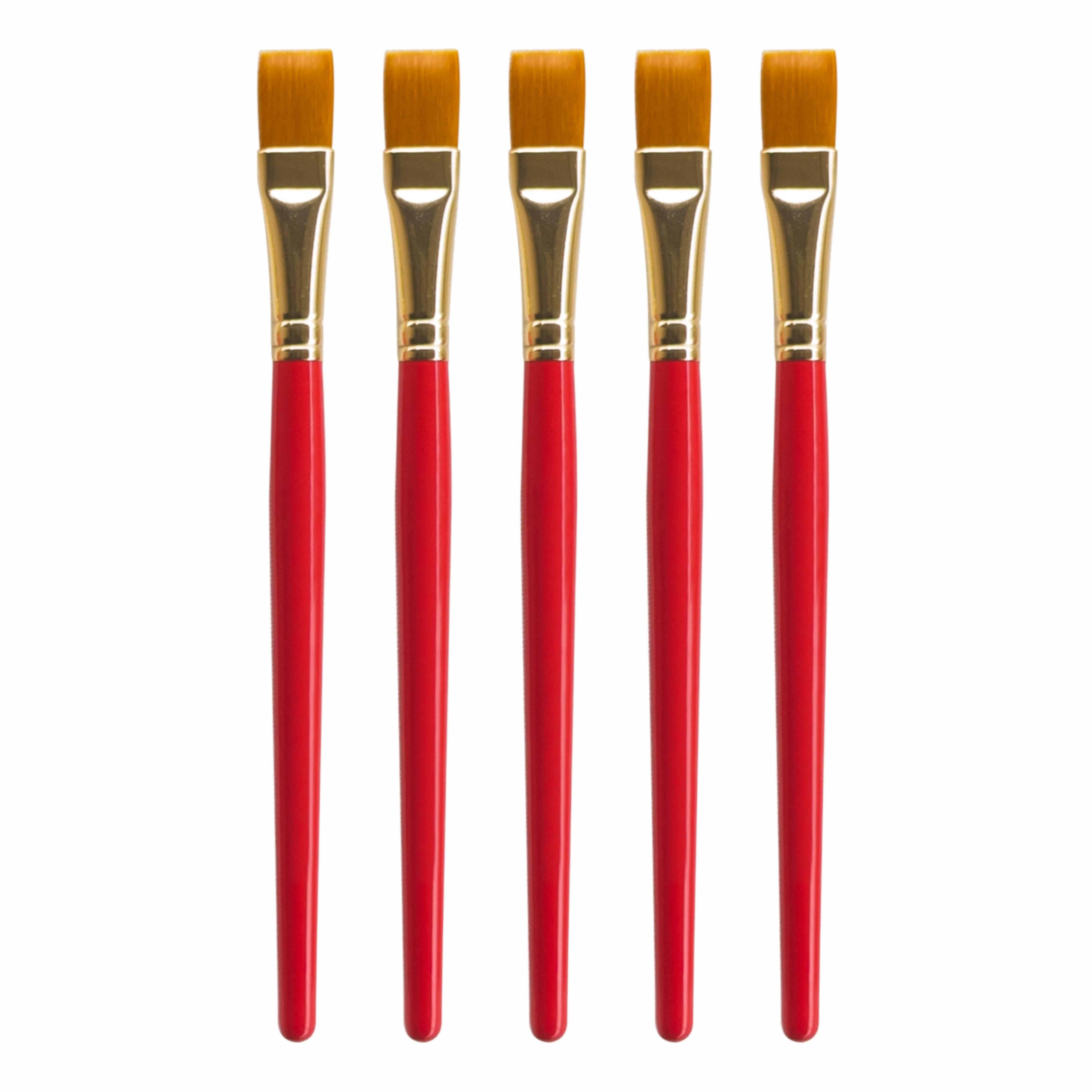 Anupam Flat Synthetic Painting Brush Set of 5 | Size 7 for Watercolor, Acrylic, and One-Stroke Painting (Sr. 32)