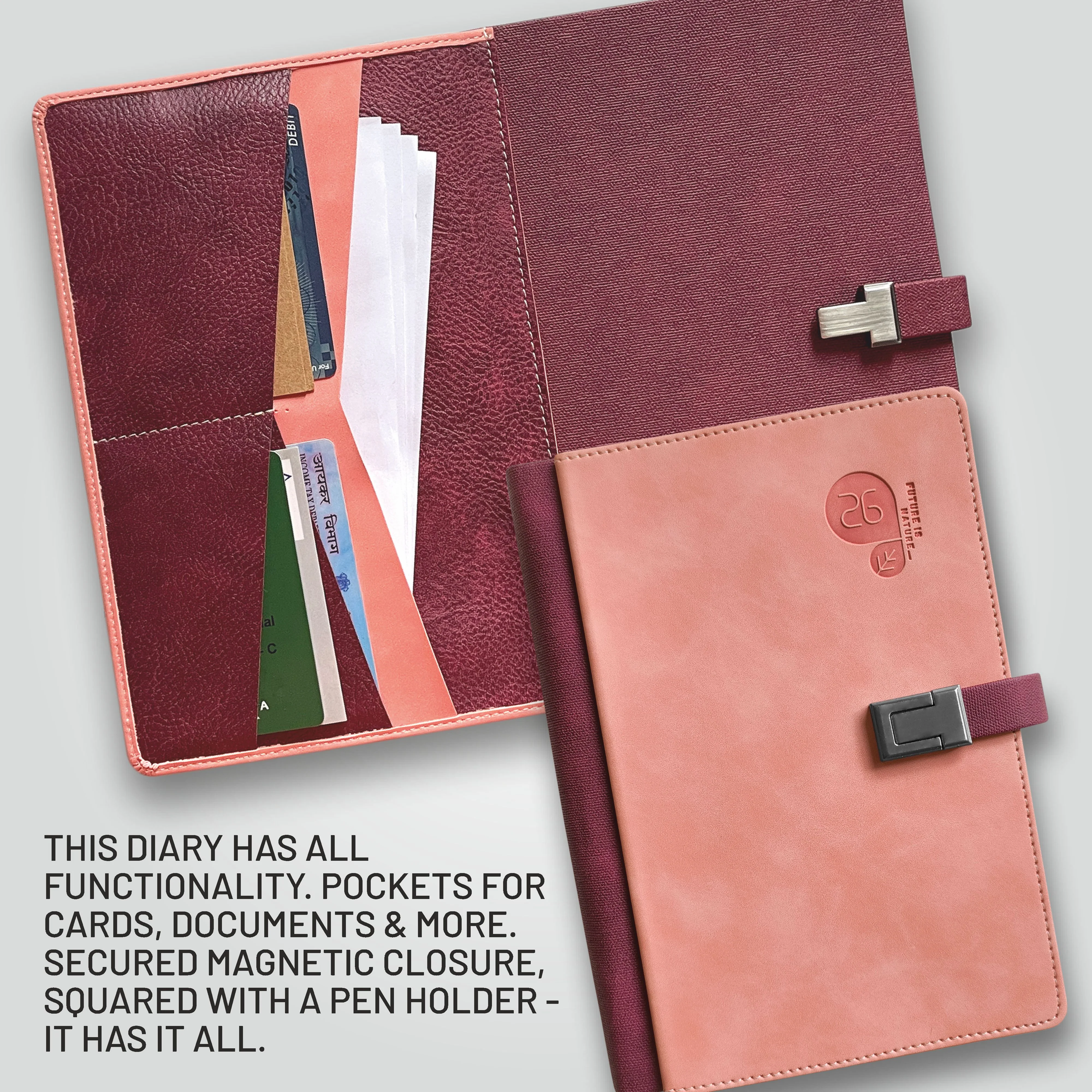 Anupam Fly 2026 New Year Diary with Dates – A5 Daily Planner with Monthly Calendar, 400 Pages, Canvas Textured PU Cover, Magnetic Closure & Pen Holder - Image 9