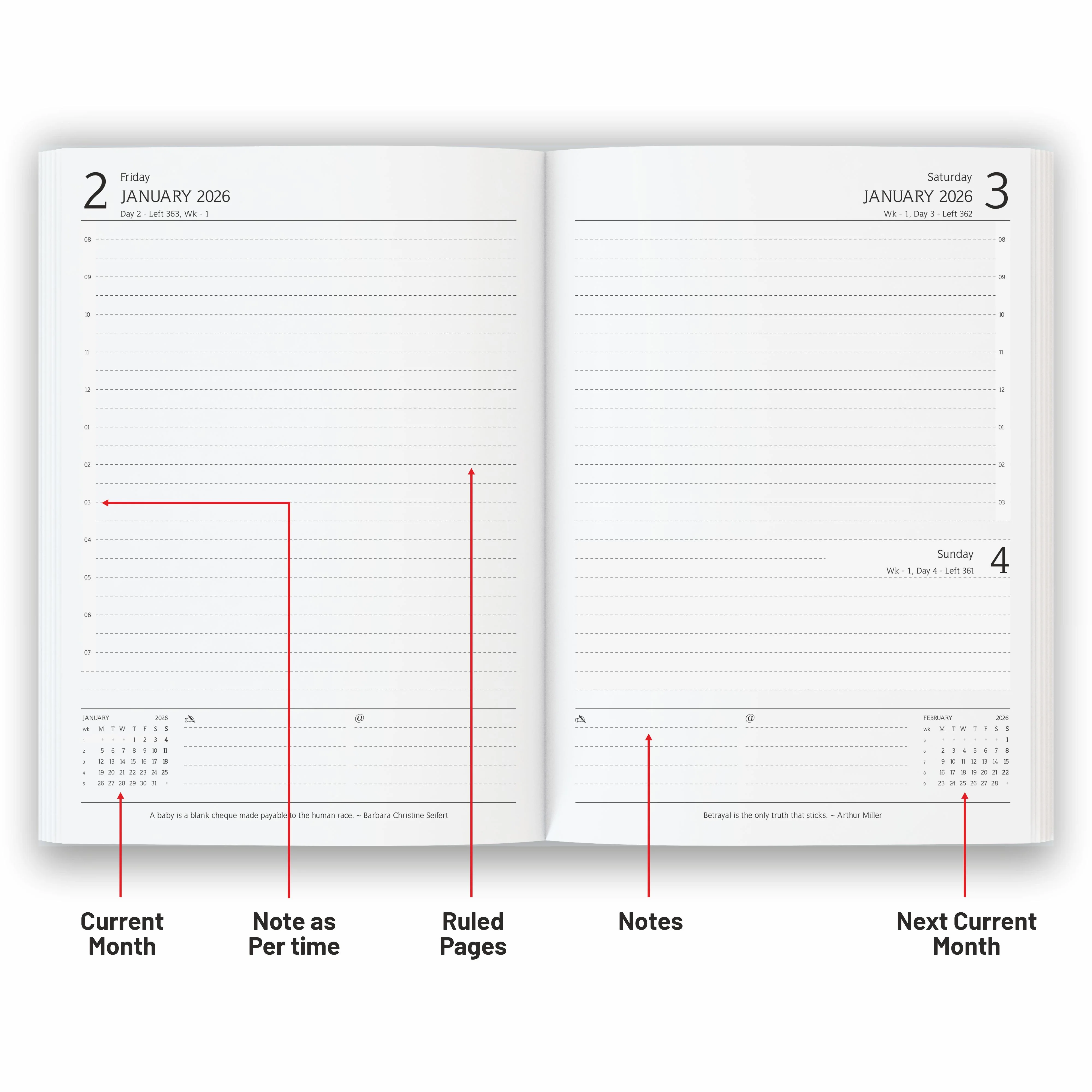 Anupam Fuzen 2026 Diary with Dates | Daily Planner with Monthly Calendar | One Page Per Day from January to December | Canvas Textured & Suedue PU Material | New Year Diary for Office, Home, Personal Use - Image 32
