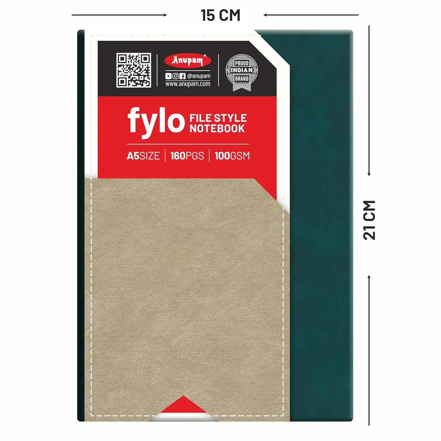 Anupam Fylo A5 Premium Journal Notebook – 160 Pages, 100 GSM Ink-Pen Friendly Paper, Dual Pockets, Triple-Textured PU Cover – Perfect for Planners, Note-taking & Business Use - Image 11